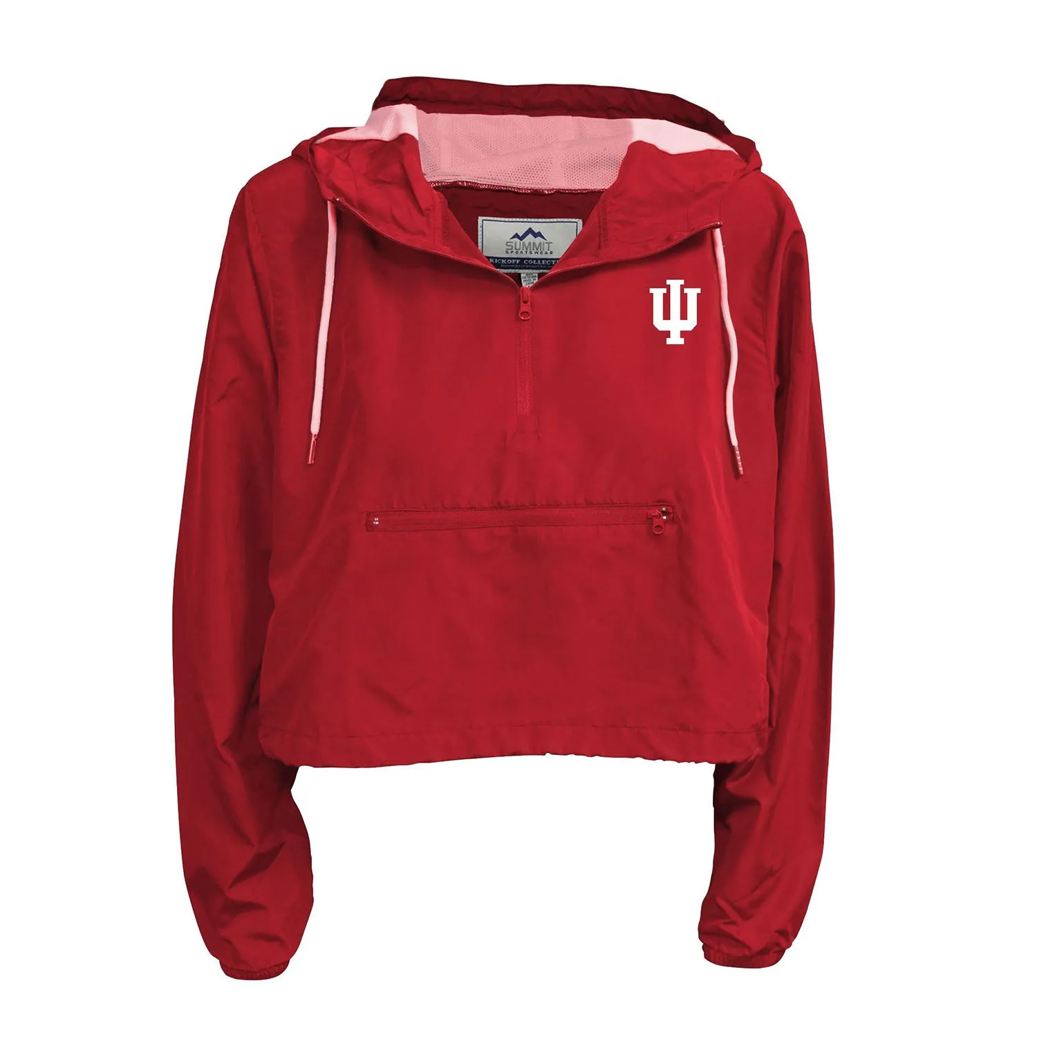 Ladies Indiana Hoosiers Crimson Crop Packable 1/4 Zip Rain Jacket