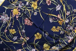 Lady's square | Mulberry Silk Scarf Floral Mix Navy 88cm*88cm