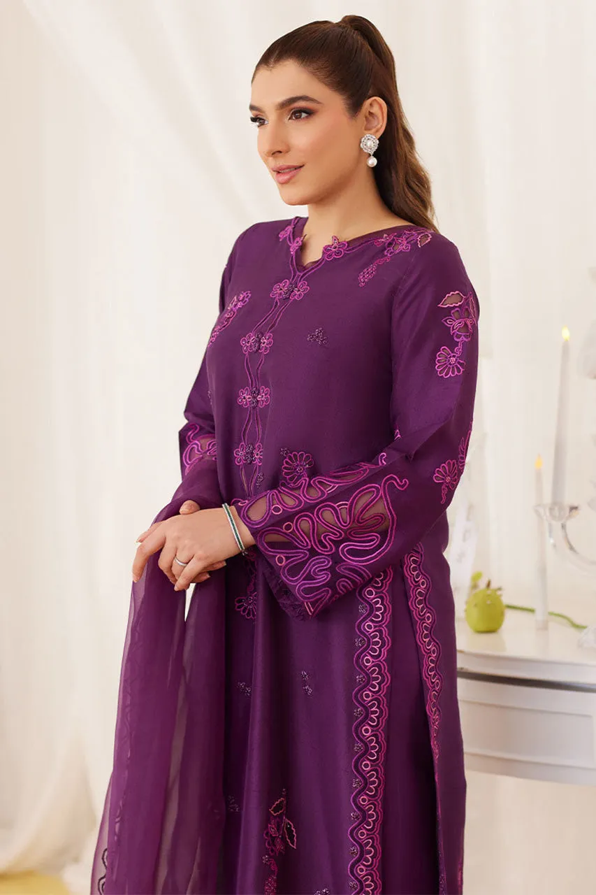 Lea Fall'24 - Teo Eggplant Embroidered Shirt And Dupatta