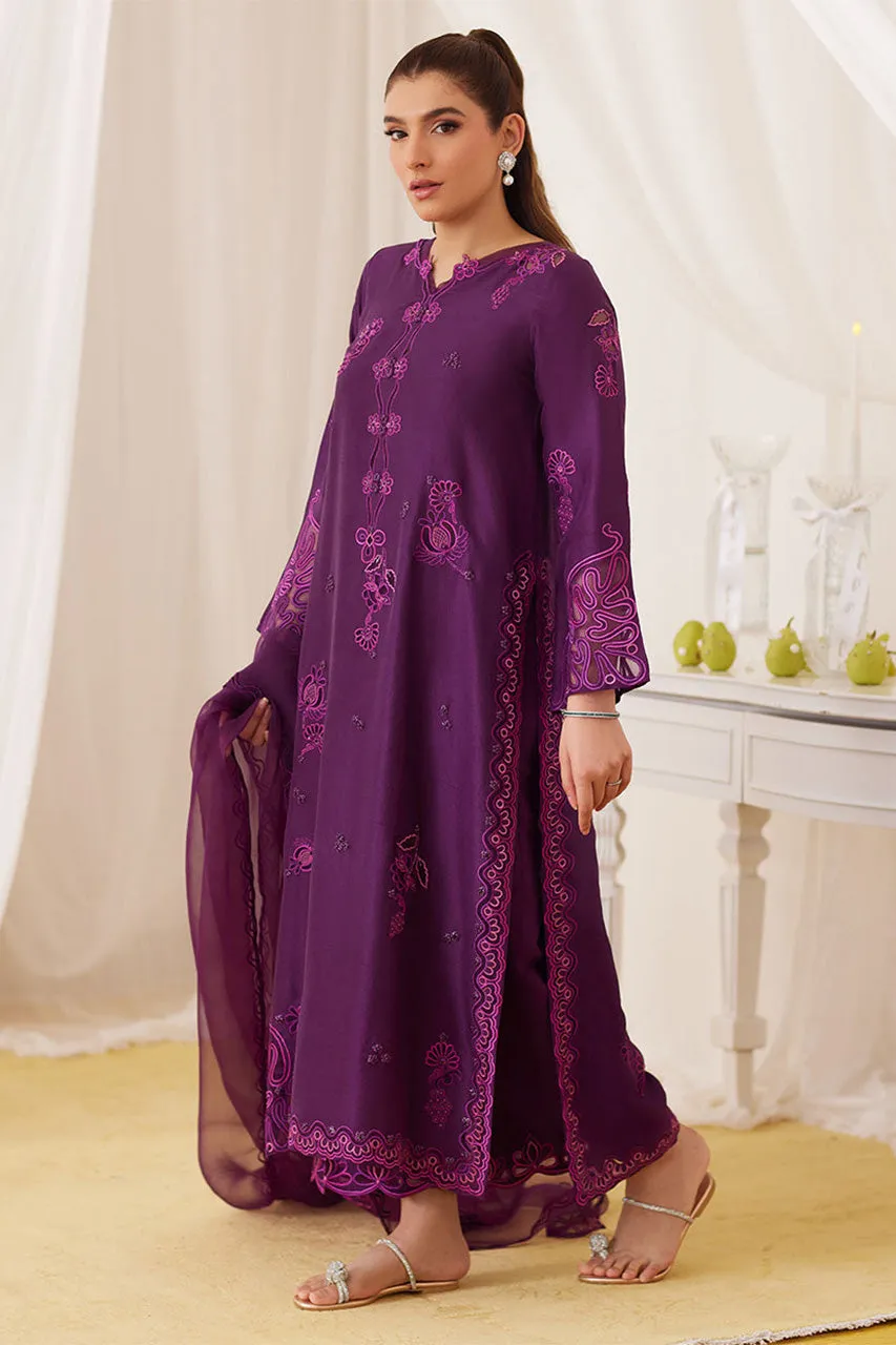 Lea Fall'24 - Teo Eggplant Embroidered Shirt And Dupatta