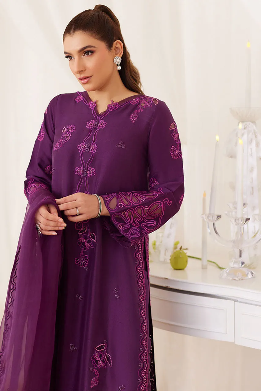 Lea Fall'24 - Teo Eggplant Embroidered Shirt And Dupatta