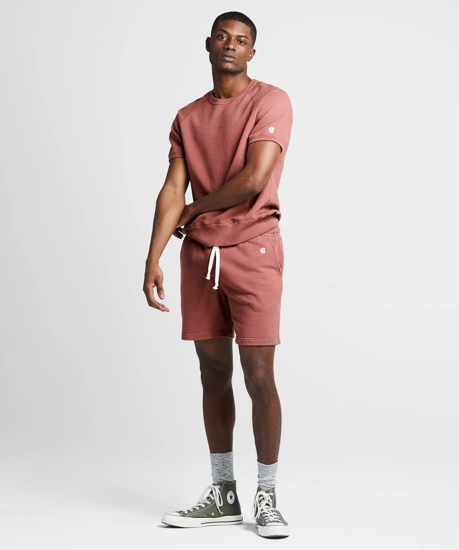 Lightweight Short Sleeve Sweatshirt in Rosewine