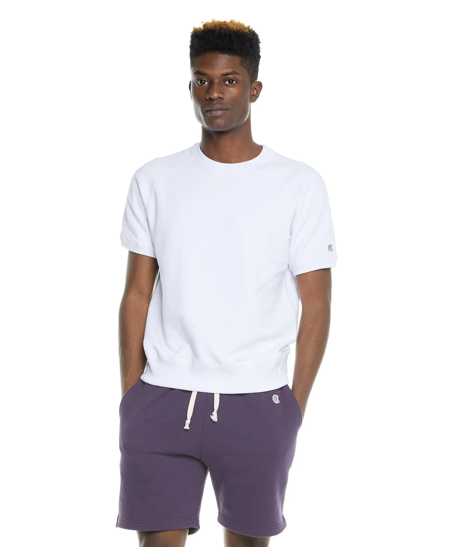 Lightweight Short Sleeve Sweatshirt in White