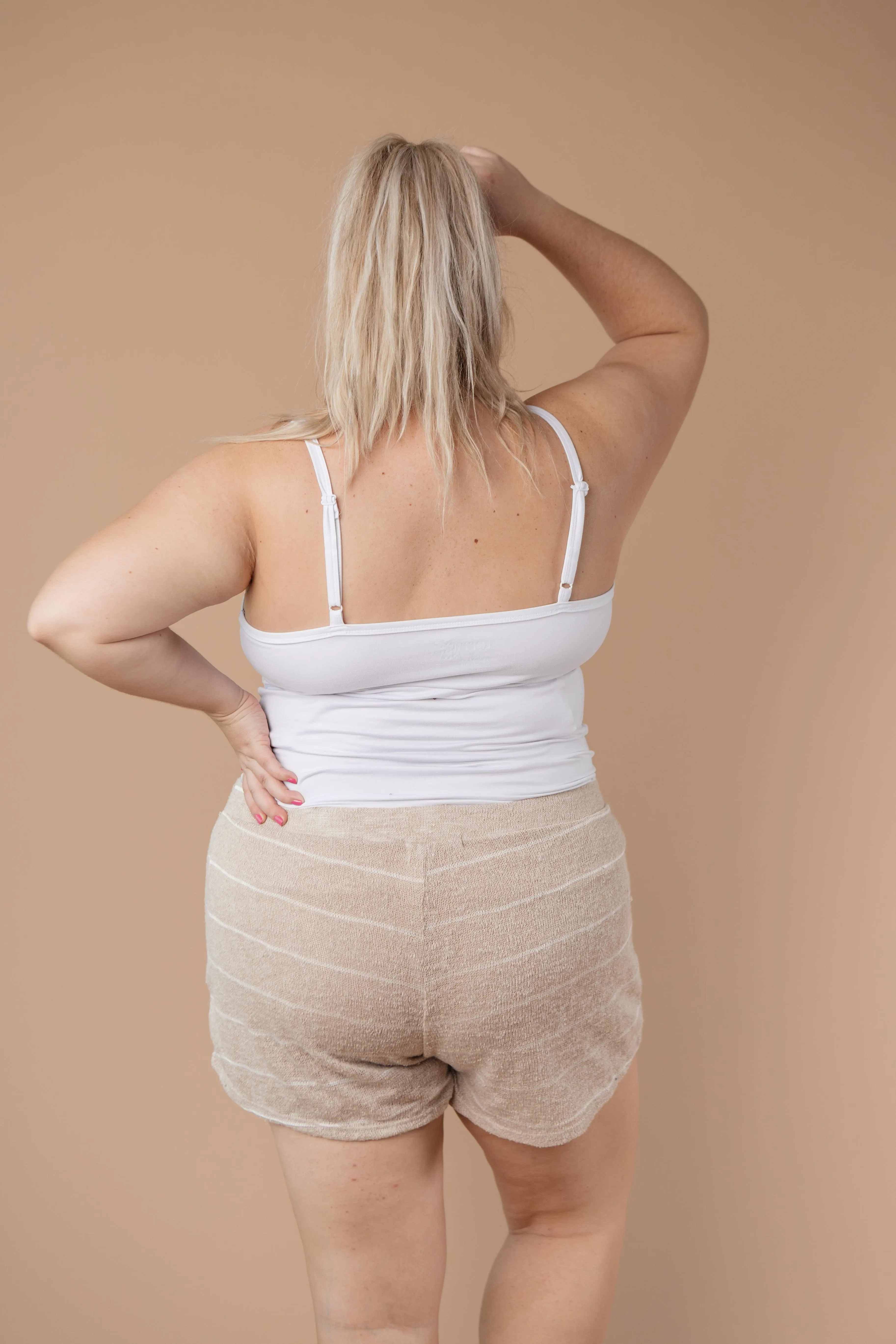 Lightweight Striped Shorts In Taupe - On Hand