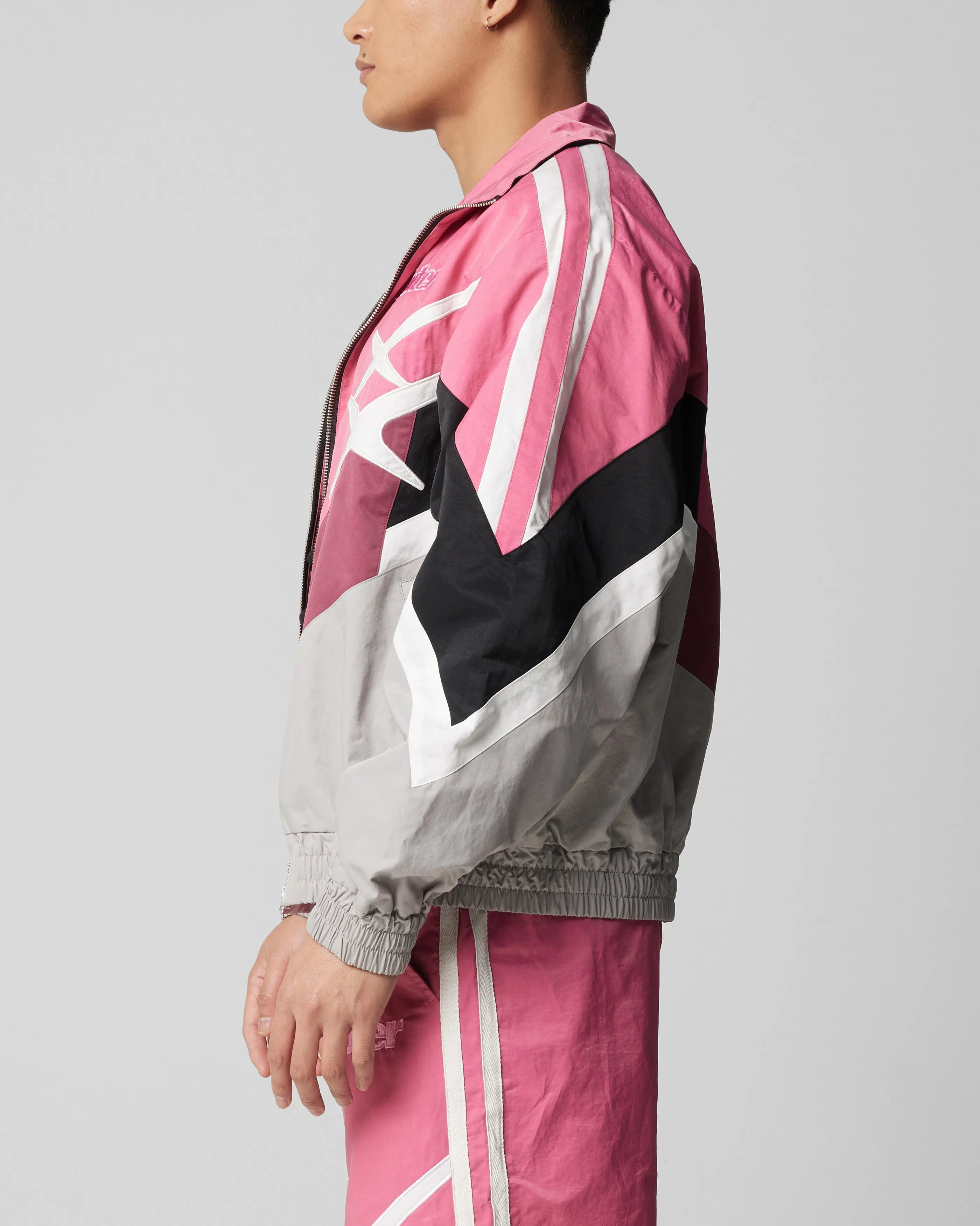 Loiter Hybrid Track Jacket Pink/Grey