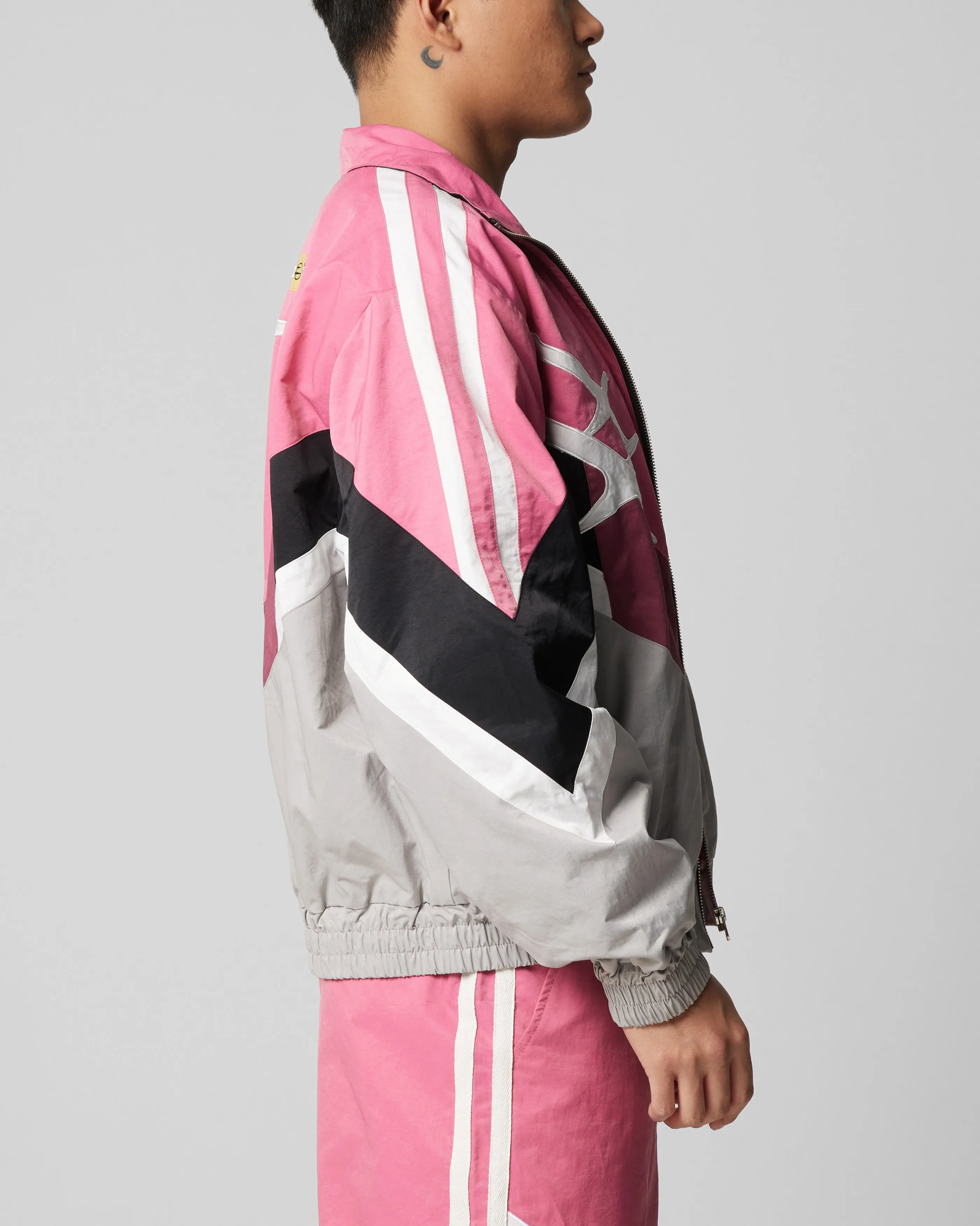 Loiter Hybrid Track Jacket Pink/Grey