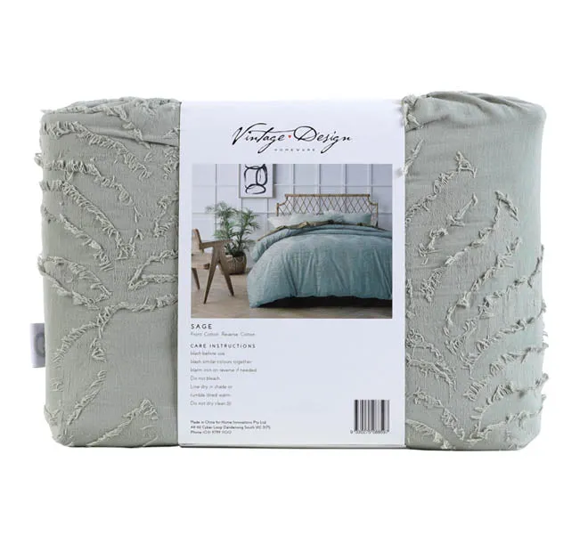 Lucas Quilt Cover Set Range Sage