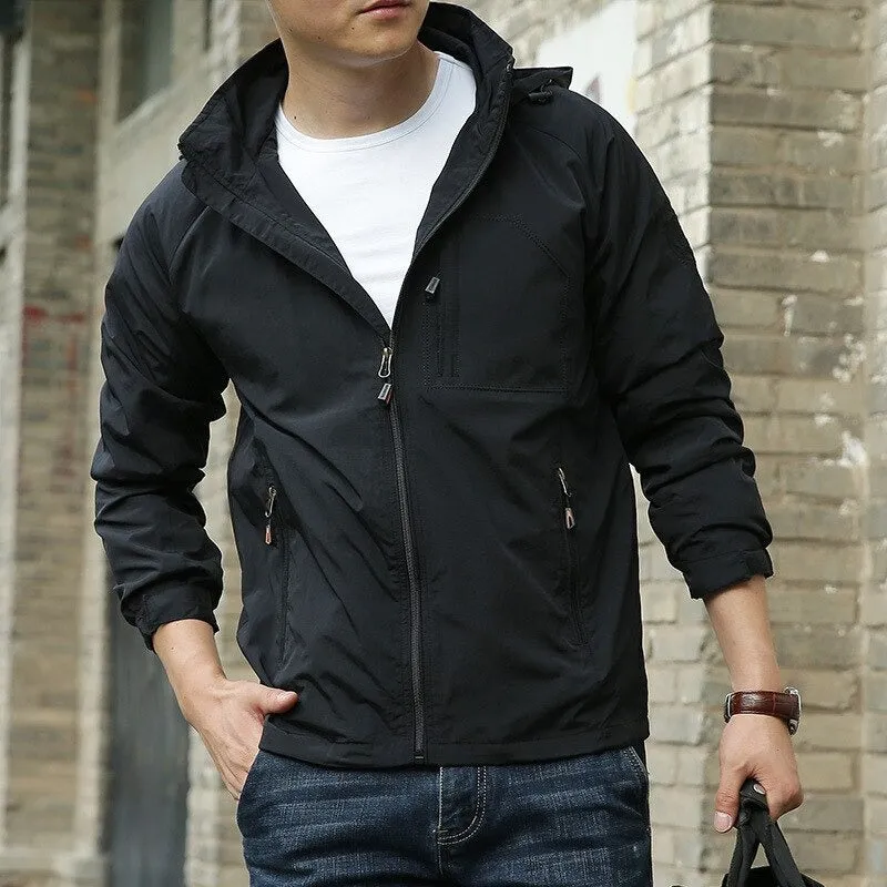 Men's Waterproof Hooded Windbreaker Jacket