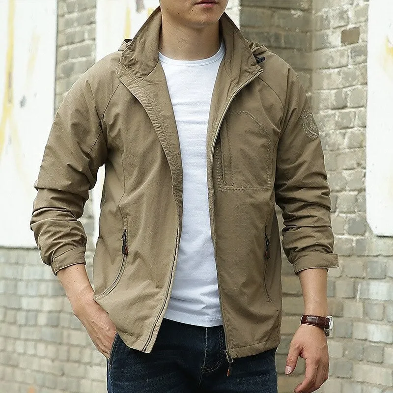 Men's Waterproof Hooded Windbreaker Jacket