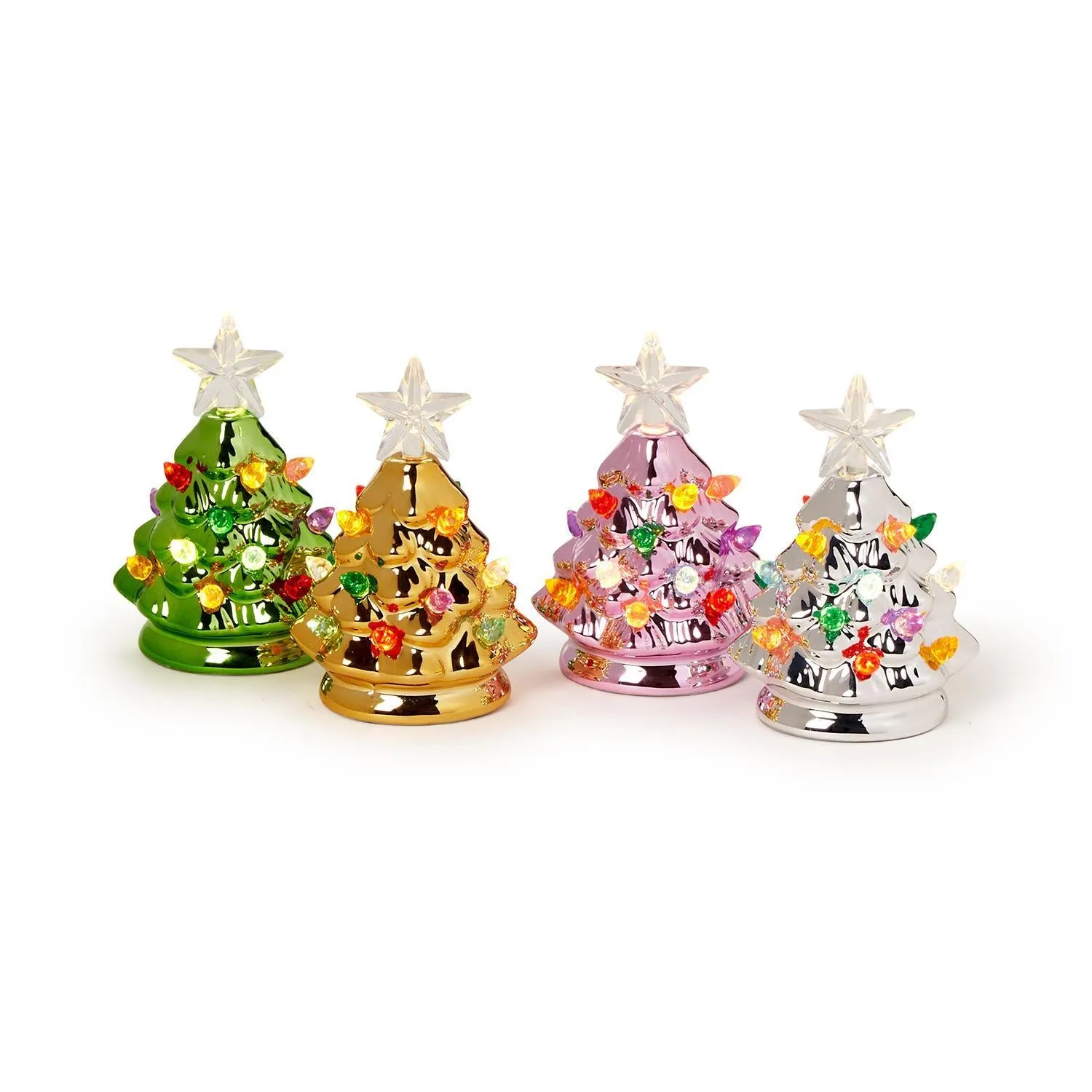 METALLIC MINI TREES WITH LED LIGHTS