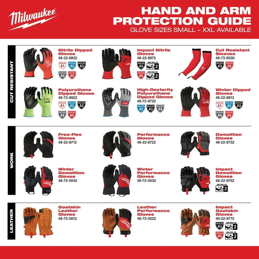 Milwaukee 48-73-8941 High Visibility Cut Level 4 Polyurethane Dipped Safety Gloves - Medium