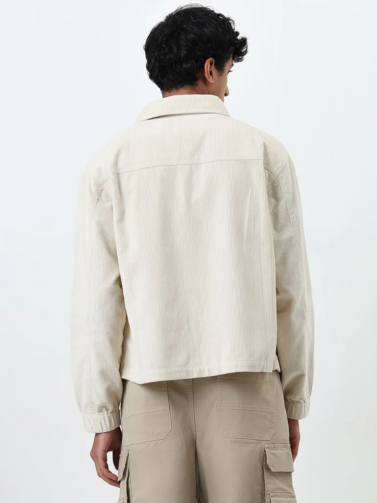 Nuon Off-White Relaxed-Fit Corduroy Cotton Jacket