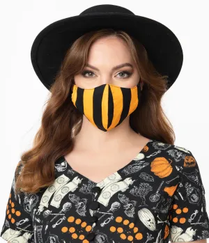 Orange & Black Stripe Face Mask