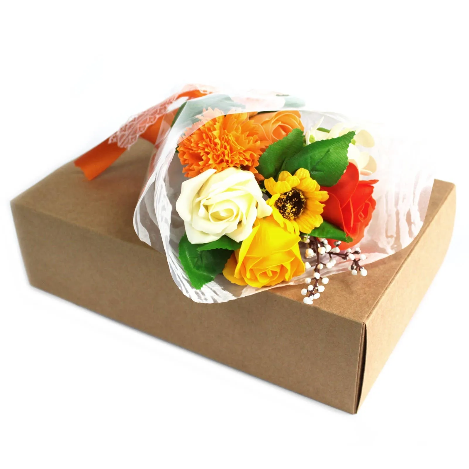 Orange Boxed Hand Soap Flower Bouquet