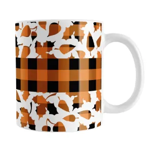 Orange Buffalo Plaid Leaves Fall Mug