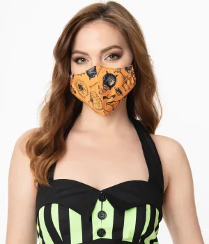 Orange Halloween Print Face Mask