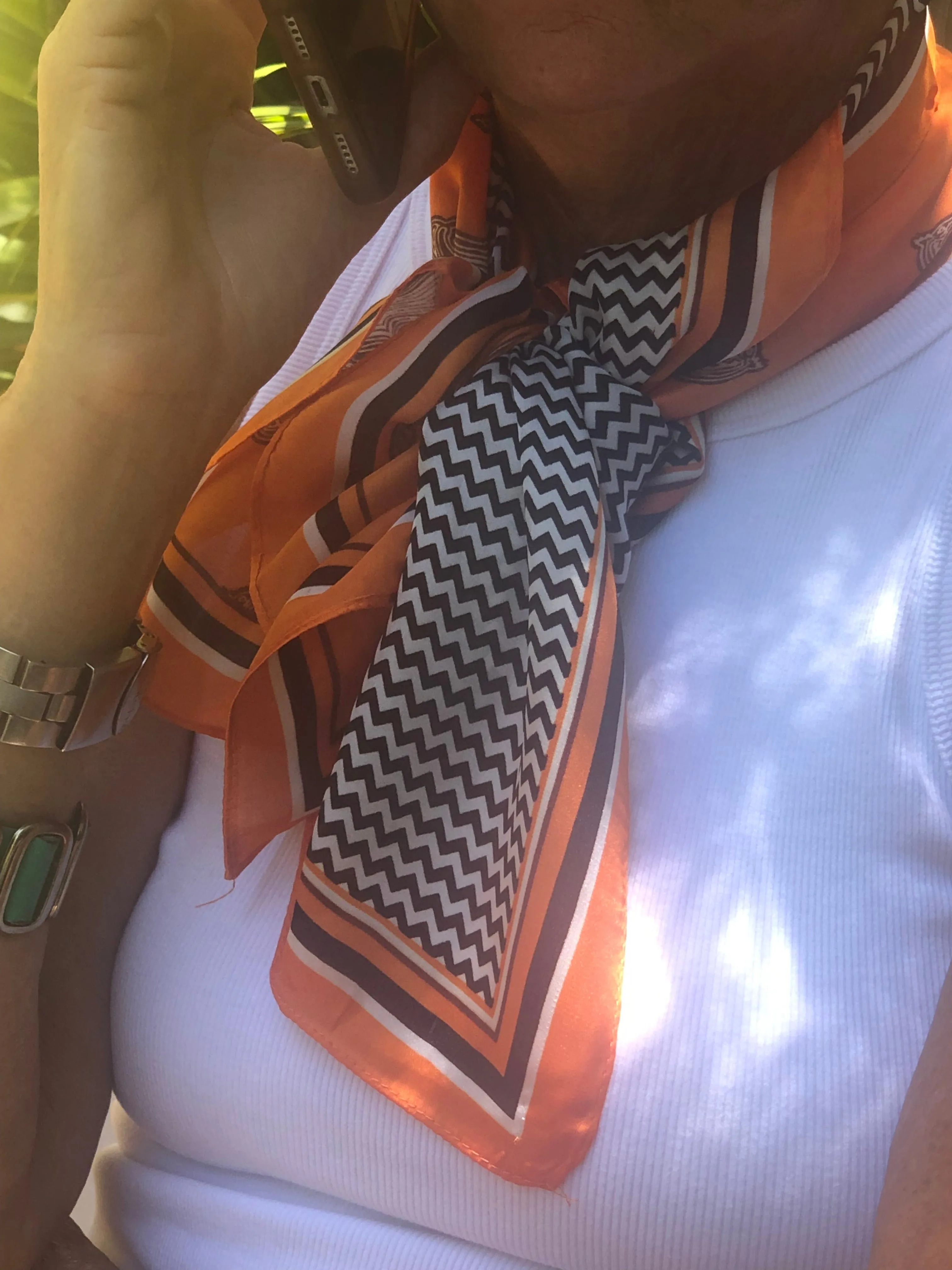 🎈Orange Neck Scarf -  Black White Check and Horses - Best Seller!