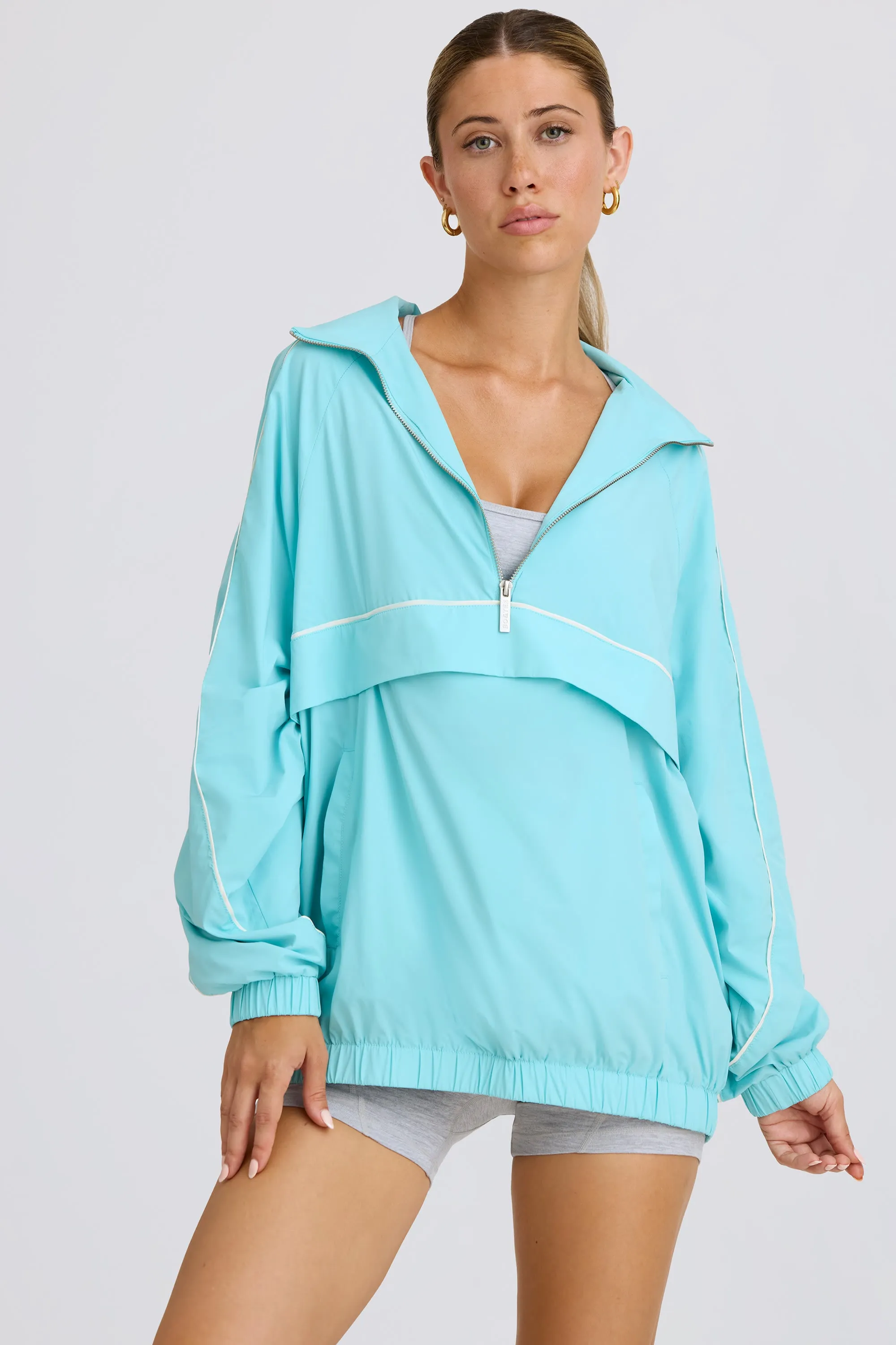 Oversized Track Jacket in Aqua