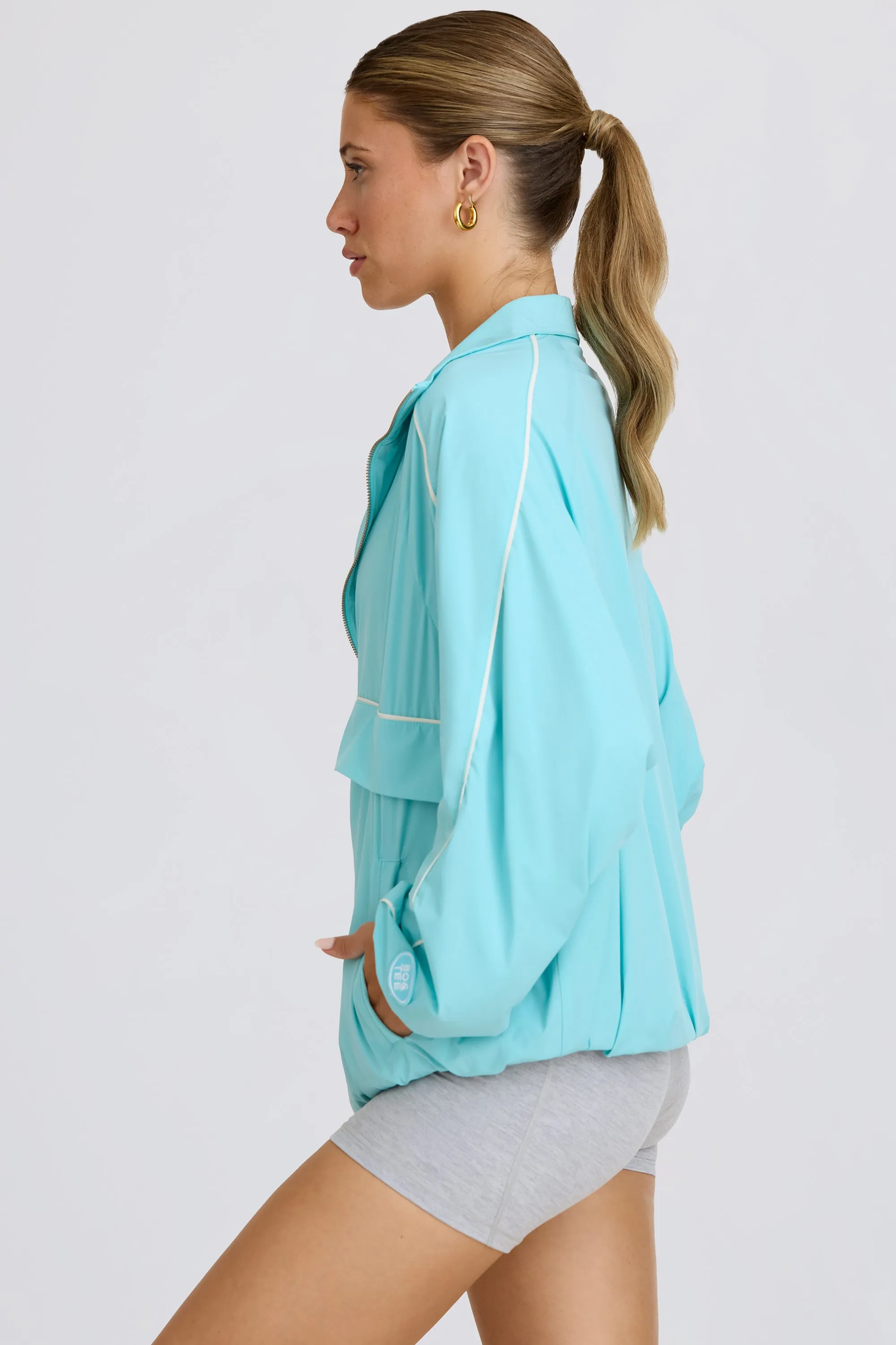 Oversized Track Jacket in Aqua