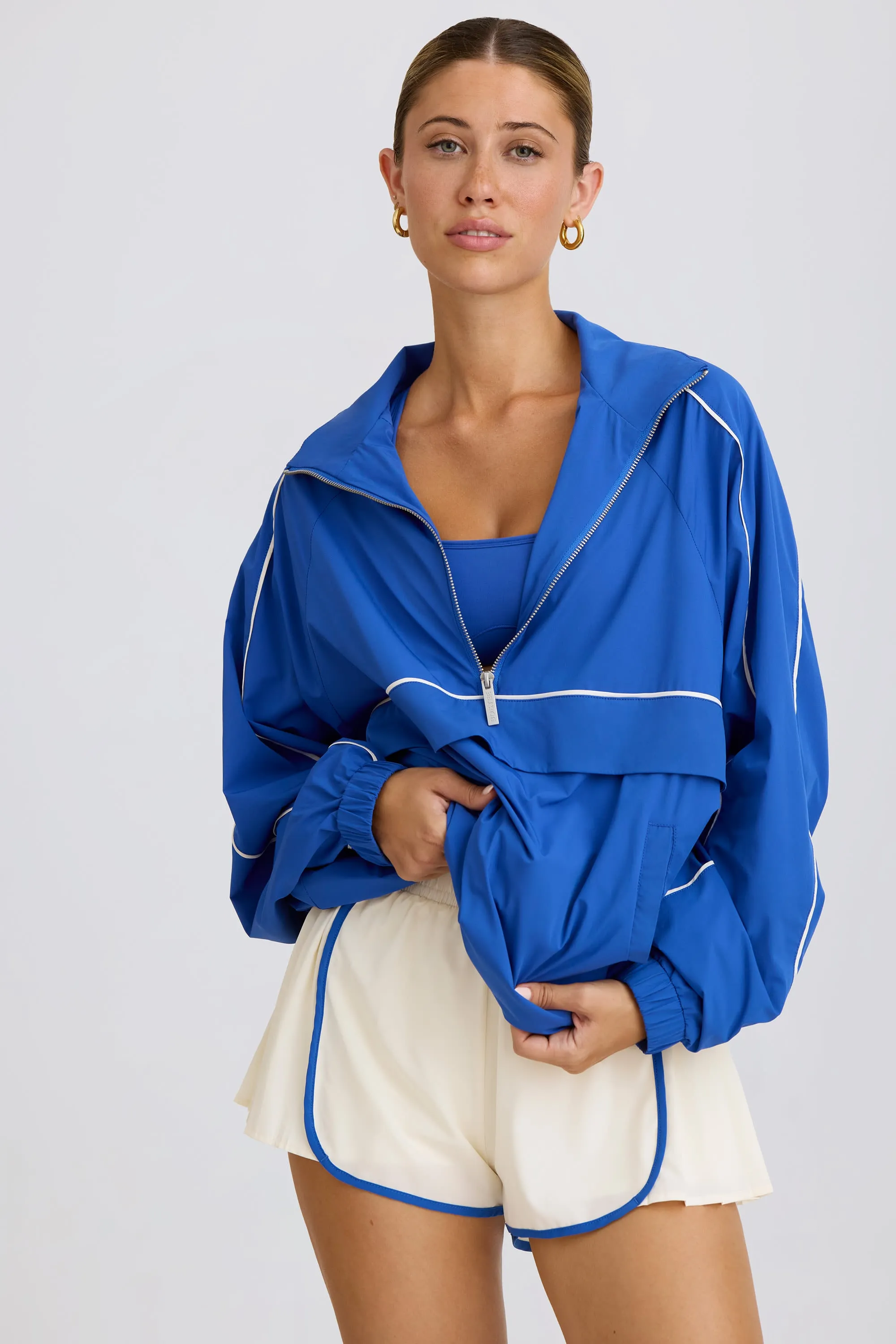 Oversized Track Jacket in Cobalt