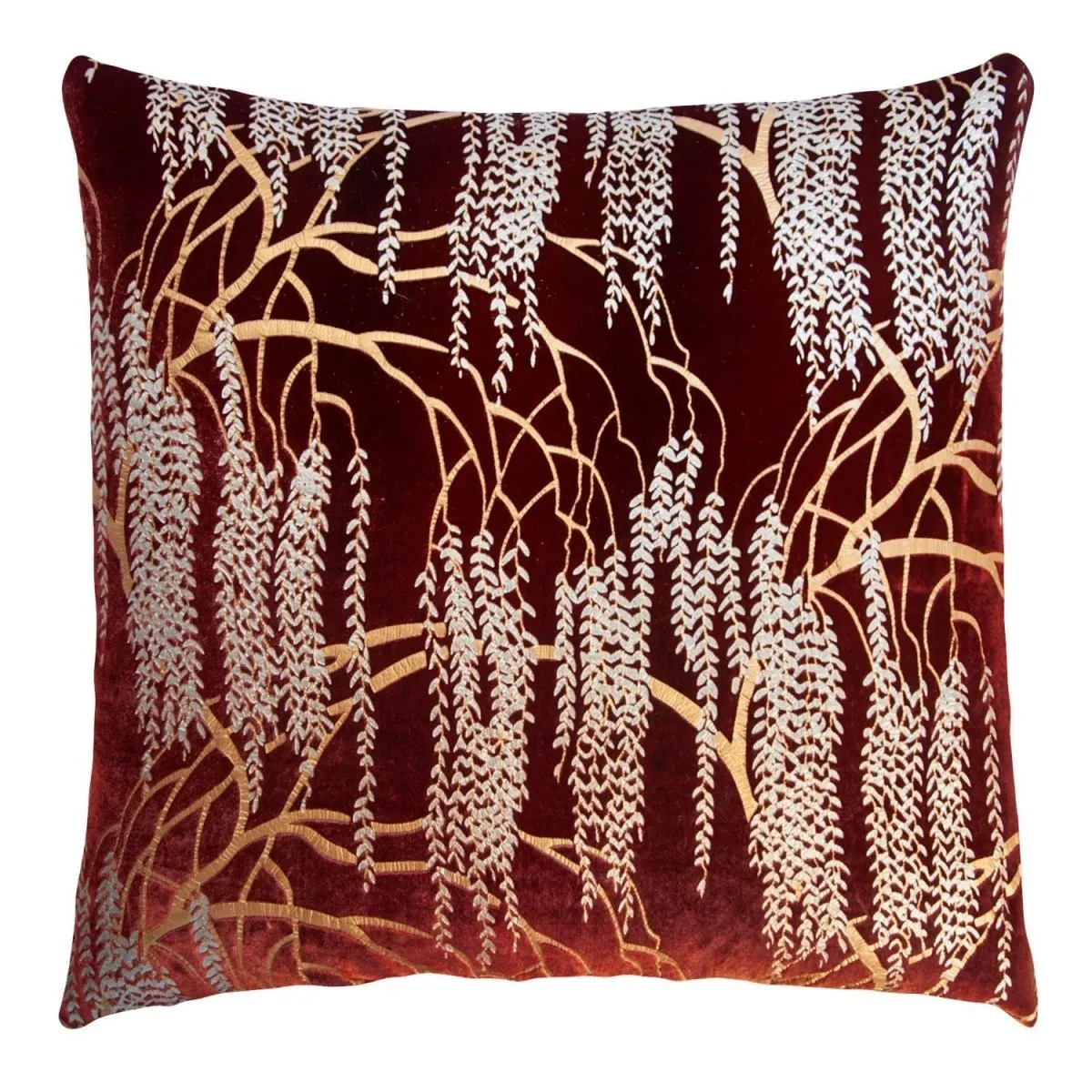 Paprika Willow Metallic Velvet Pillow by Kevin O'Brien Studio