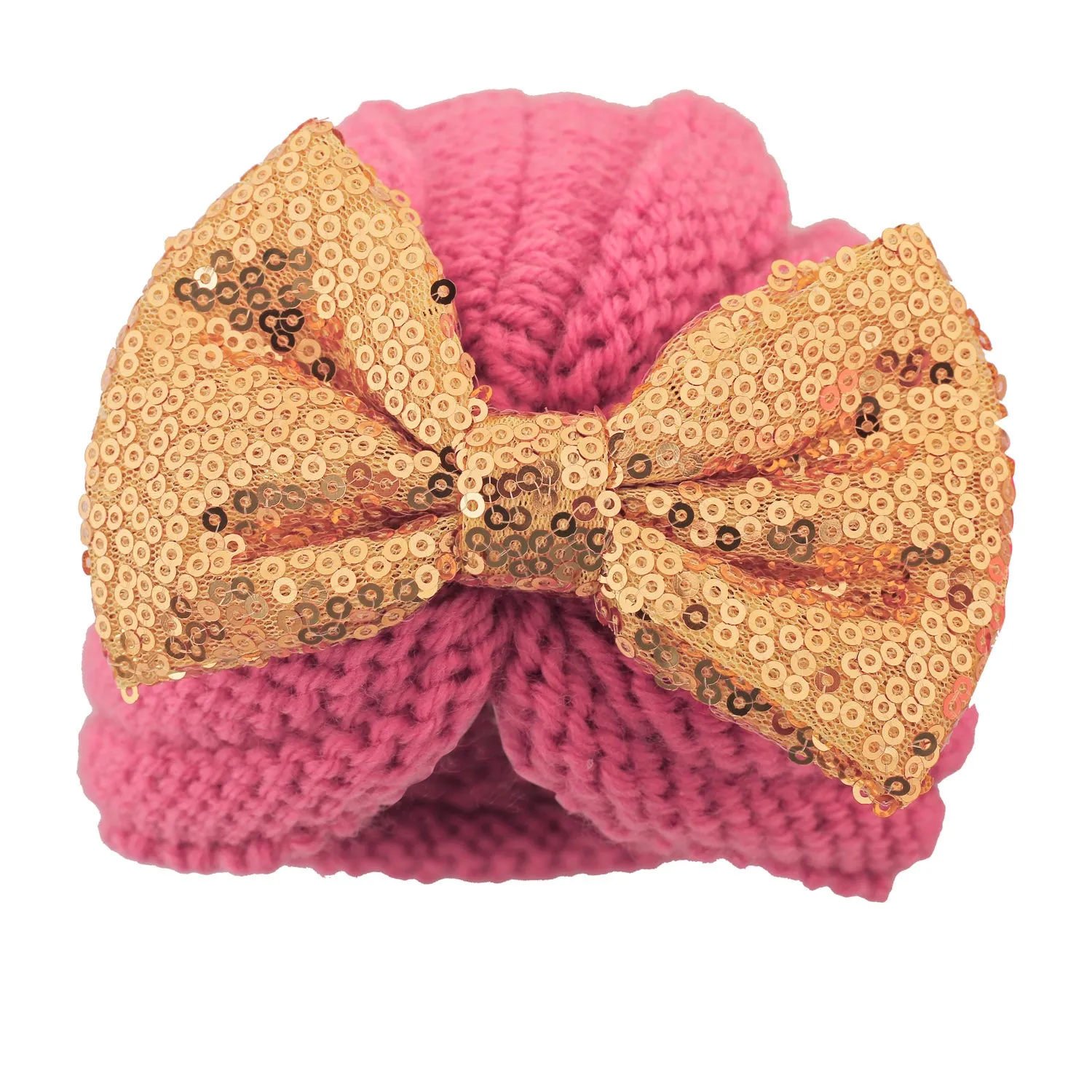 Partywear Pink And Gold Turban Cap