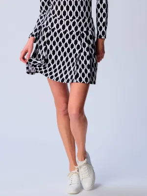 Piping Skort in Black Geo