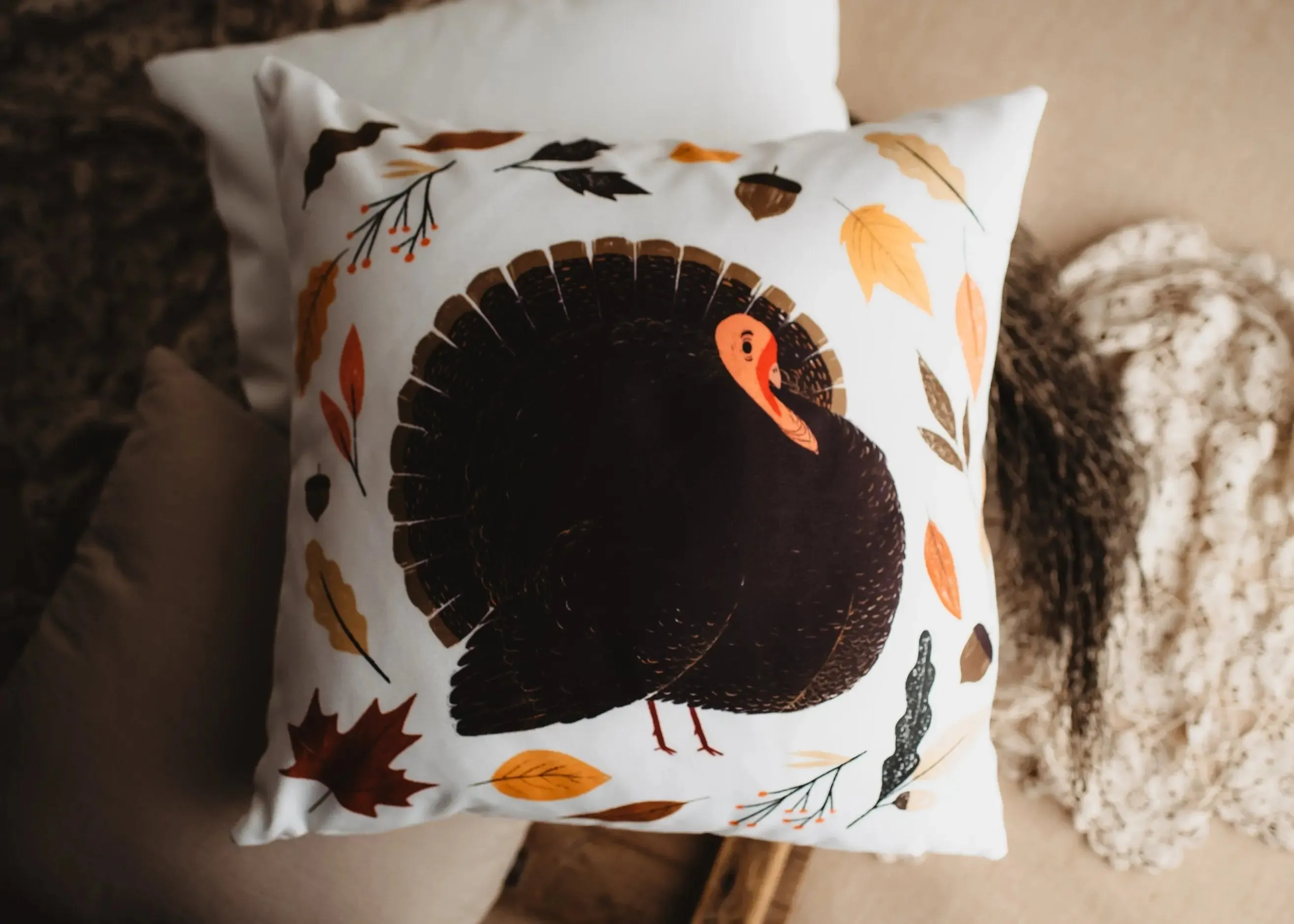 Primitive Turkey Pillow Cover |  Thanksgiving decor | Farmhouse Pillows | Country Decor | Fall Throw Pillows | Cute Throw Pillows | Gift