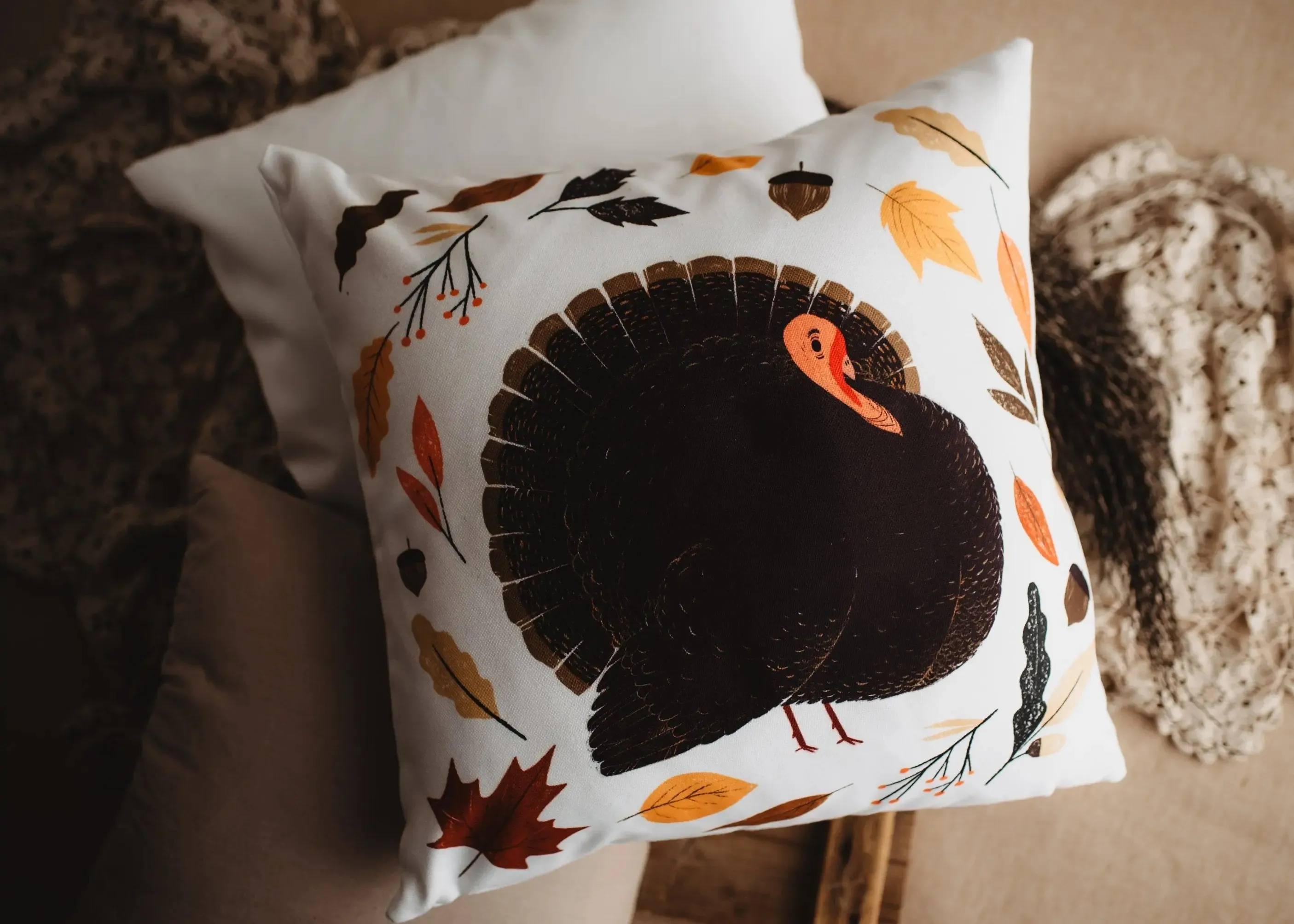 Primitive Turkey Pillow Cover |  Thanksgiving decor | Farmhouse Pillows | Country Decor | Fall Throw Pillows | Cute Throw Pillows | Gift