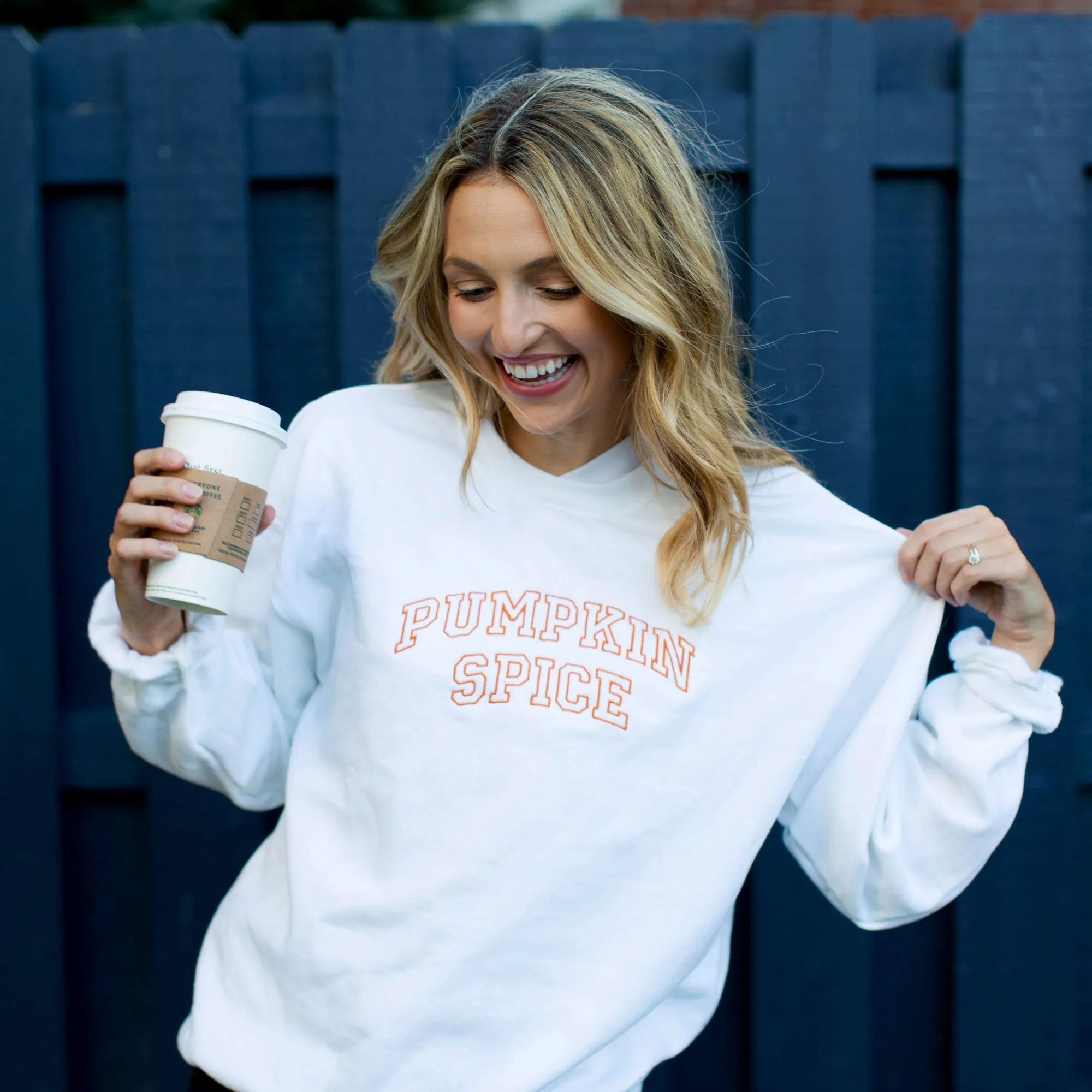 Pumpkin Spice Athletic Block Crewneck Gemma Sweatshirt