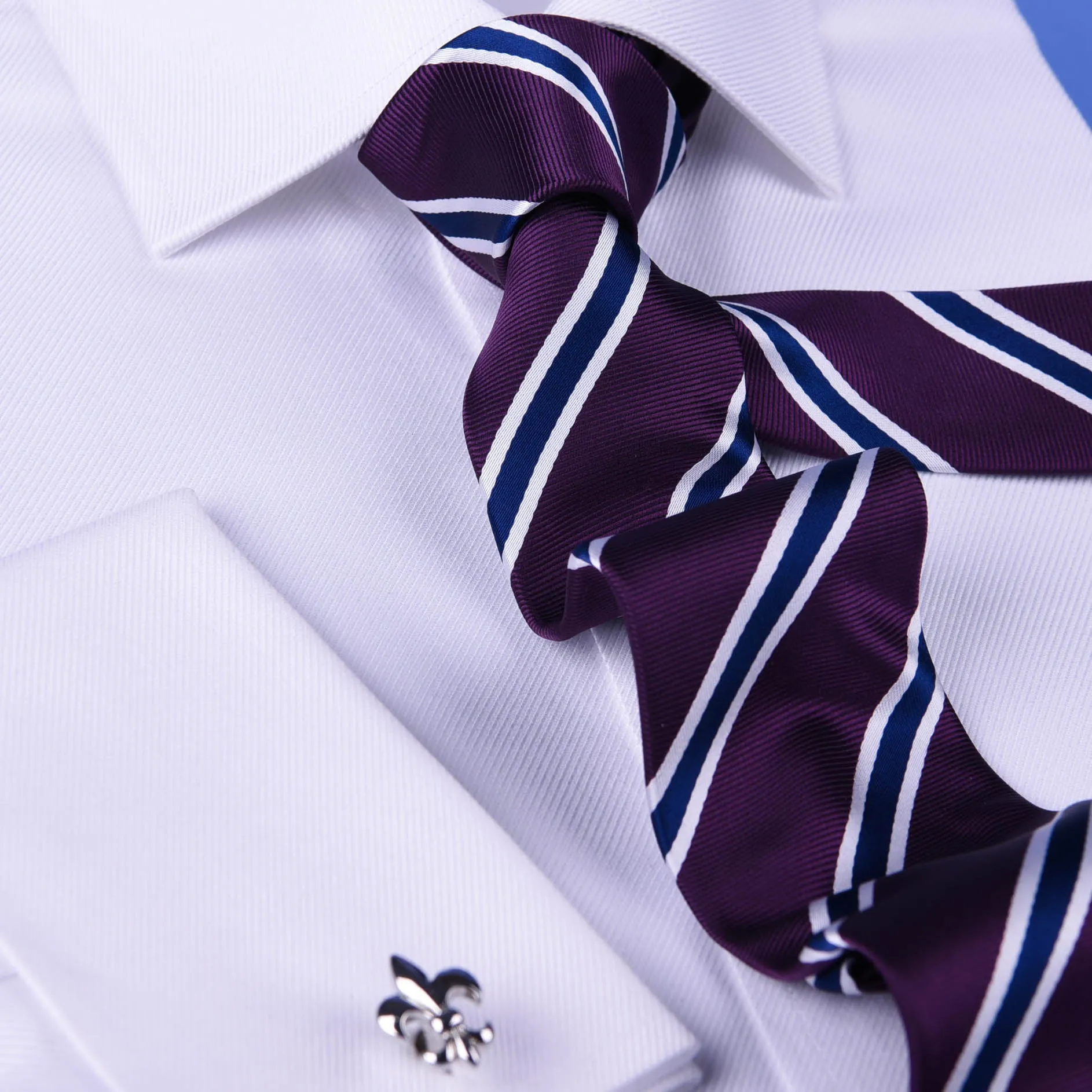 Purple & Blue & white Business Striped 3 Inch Tie Mens Professional Fashion