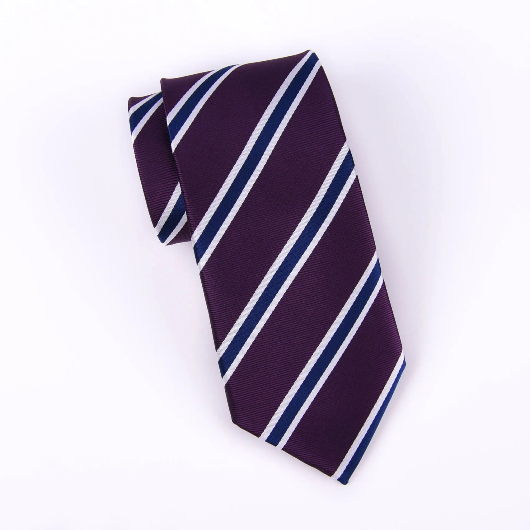 Purple & Blue & white Business Striped 3 Inch Tie Mens Professional Fashion