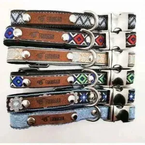 "Personalised Blue Elegance Designer Dog Collar: Stylish & Durable"