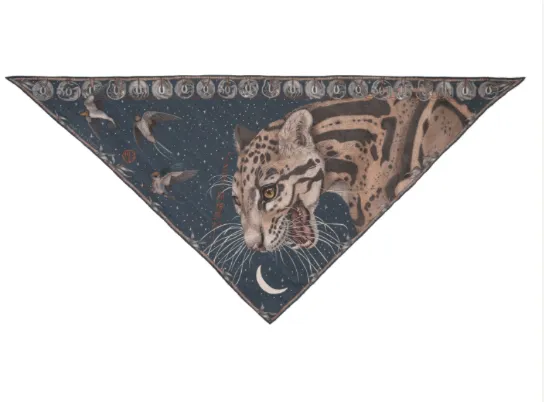 "The Lunar Leopard" Silk Triangle Scarf Winter/Flint