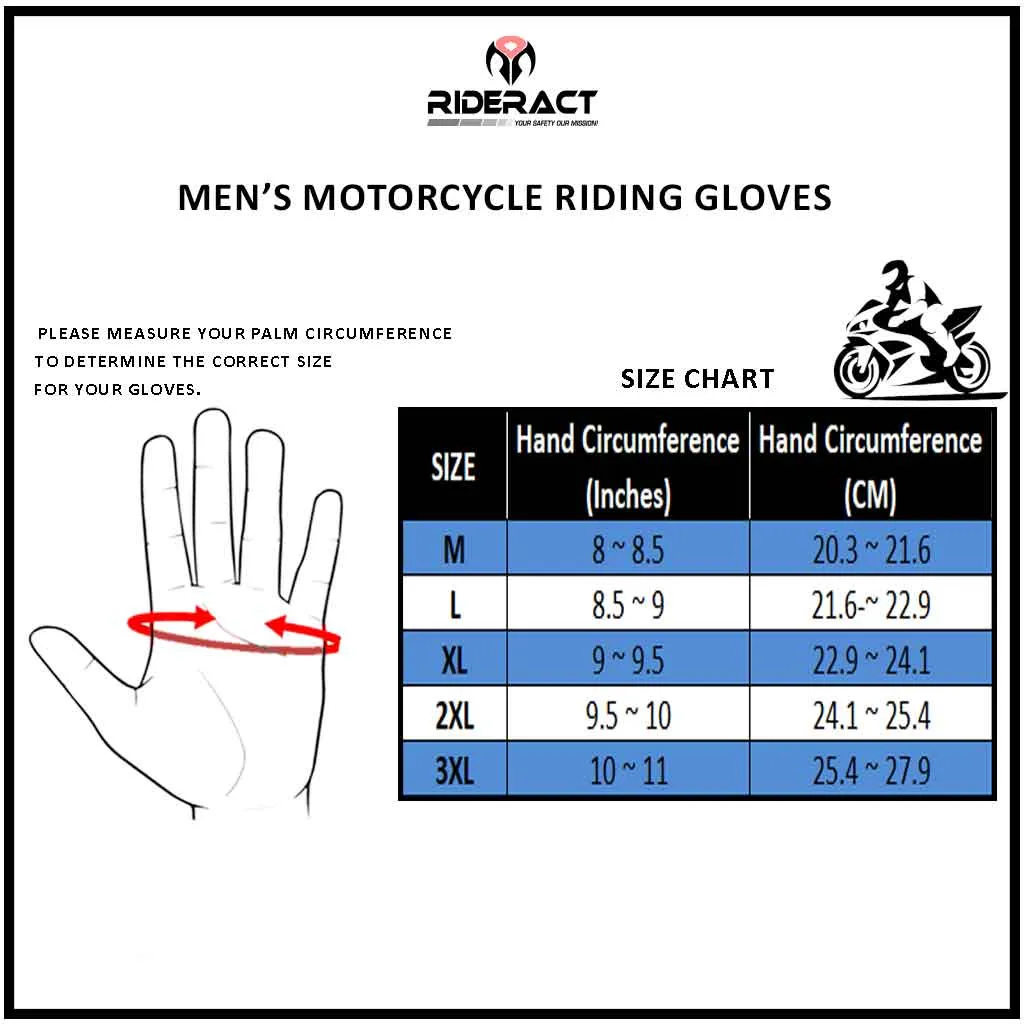 RIDERACT® Men Leather Motorcycle Gloves BRONA Riding Gloves