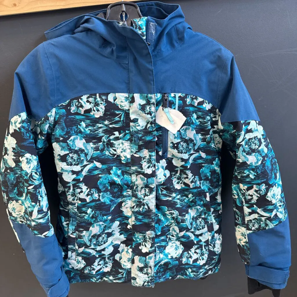 Ripzone Floral Print Snow Jacket: Blue/Black/White-children-MDY