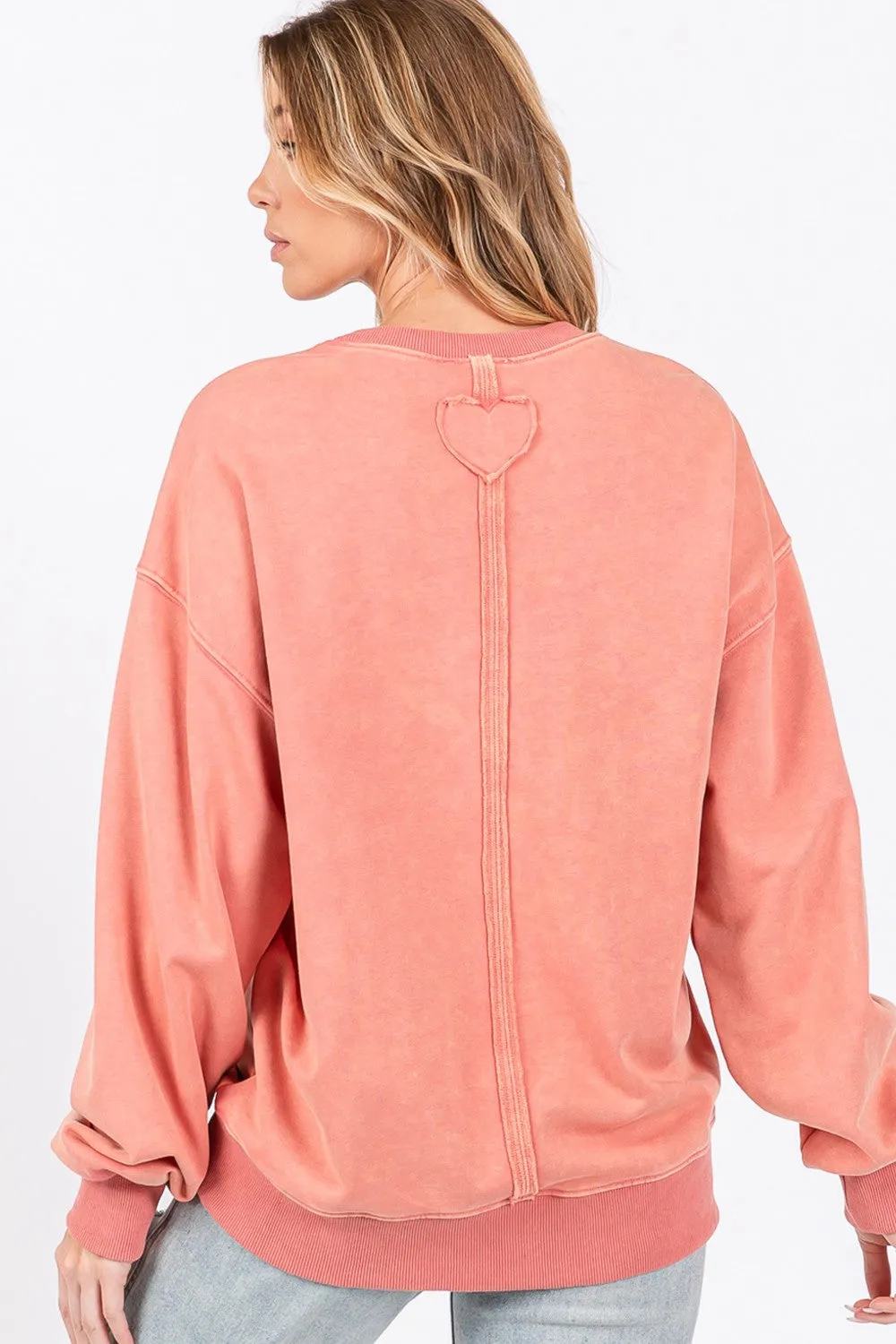 SAGE   FIG LOVE Path Applique Drop Shoulder Sweatshirt