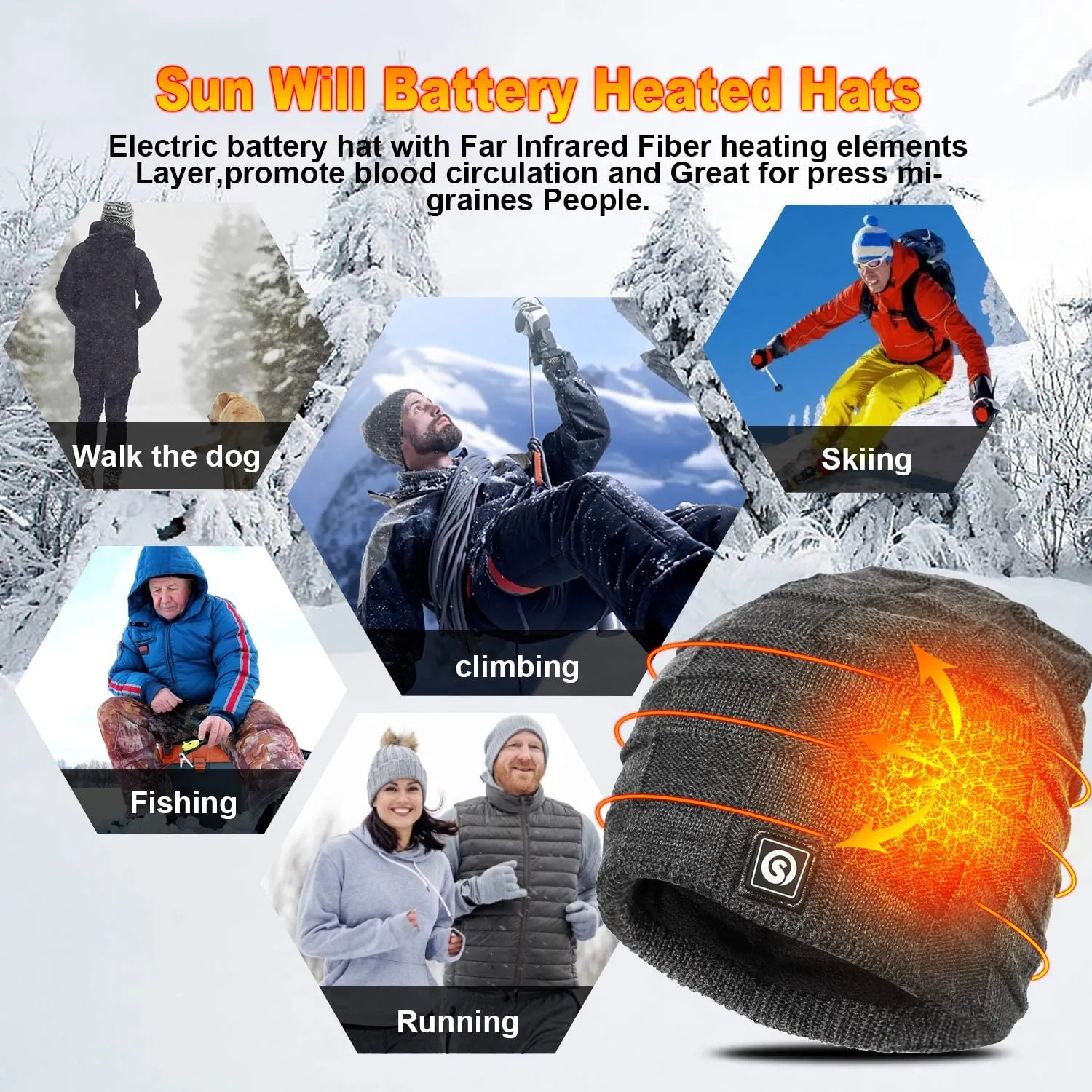 Savior Battery Heated Hat | Adult Winter Rechargeable Heated Beanie Hat