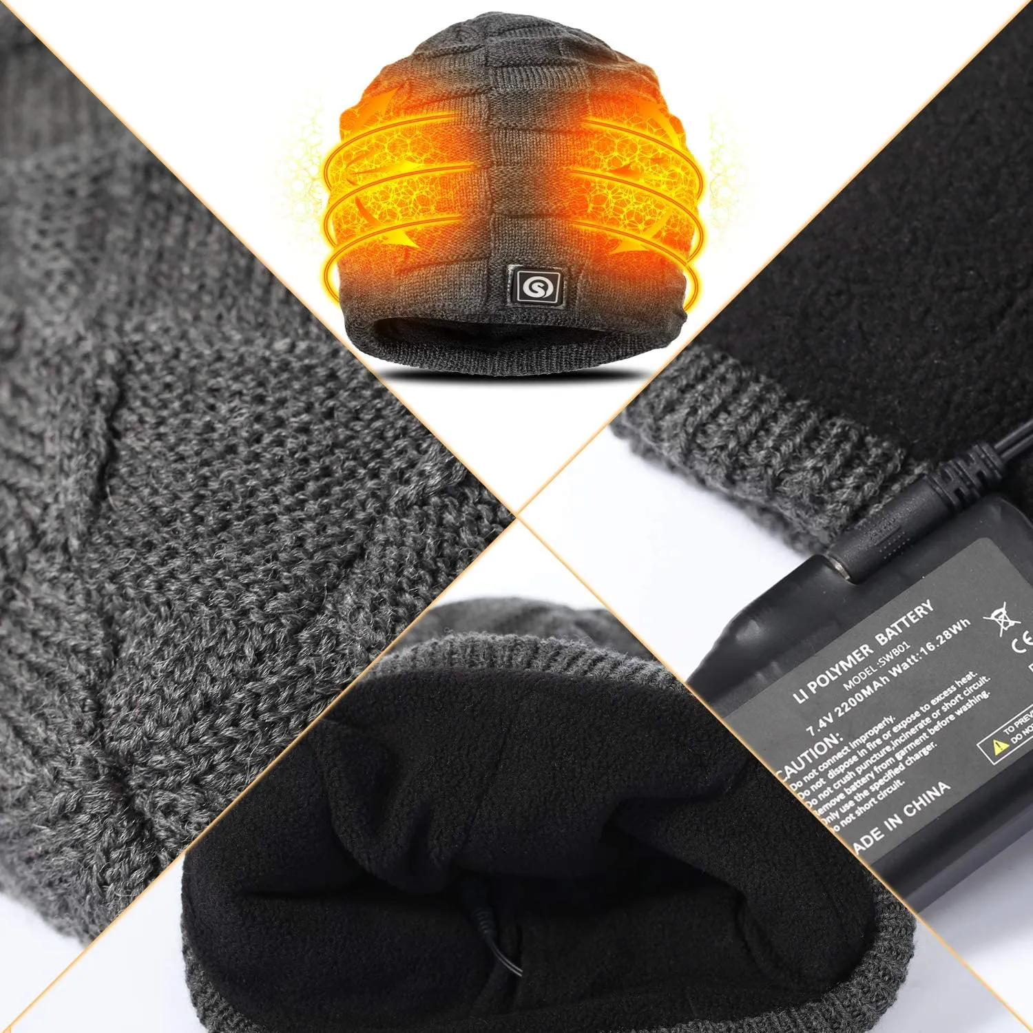 Savior Battery Heated Hat | Adult Winter Rechargeable Heated Beanie Hat