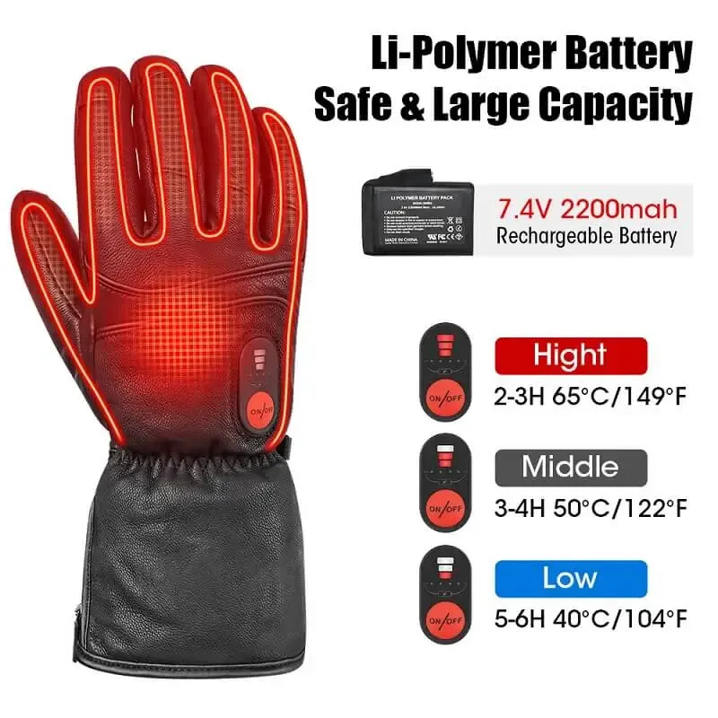 Savior Electric Heated Leather Gloves