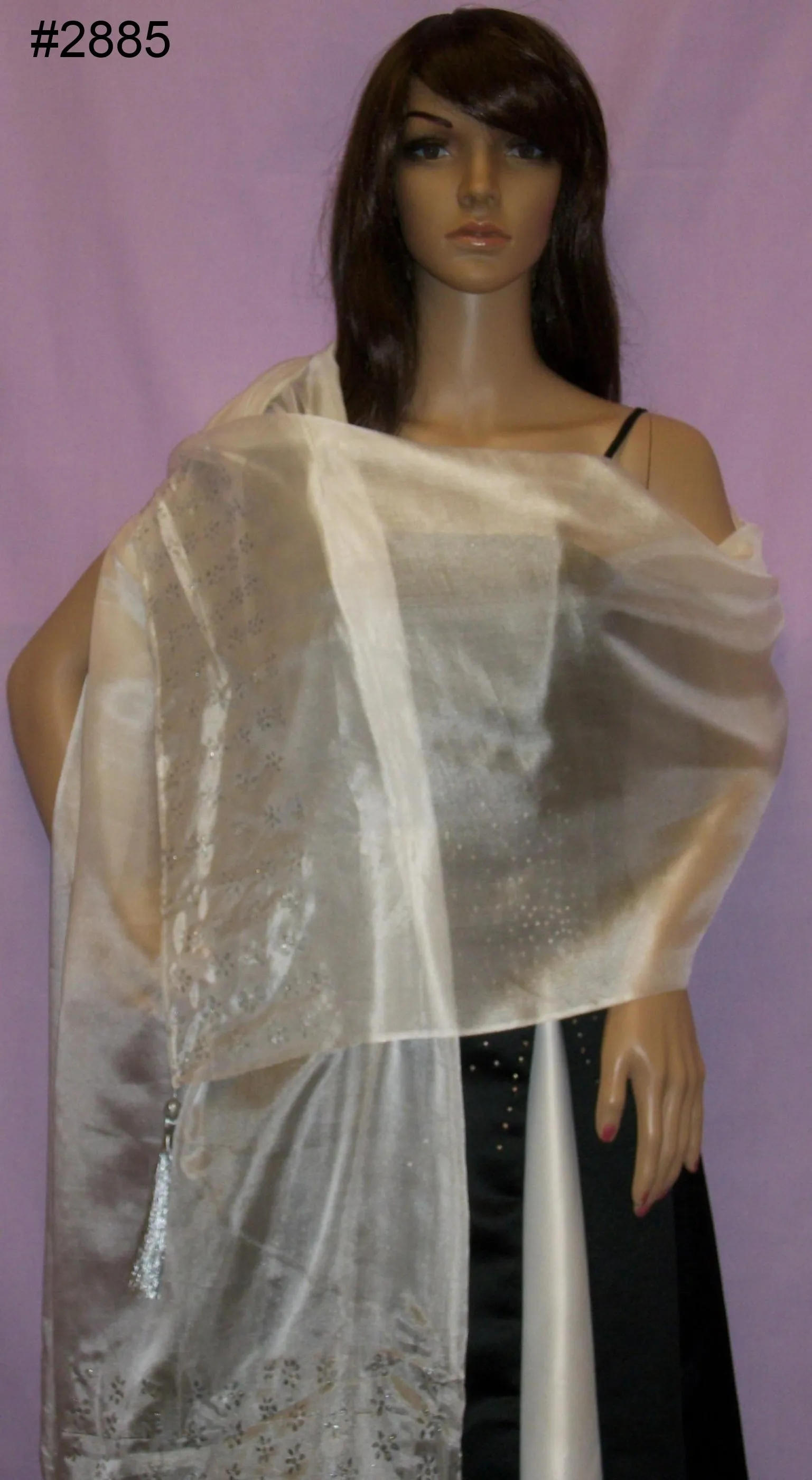 Silk Scarf 2885 Hand Painted Silver Dupatta Shawl Wrap Shieno Sarees