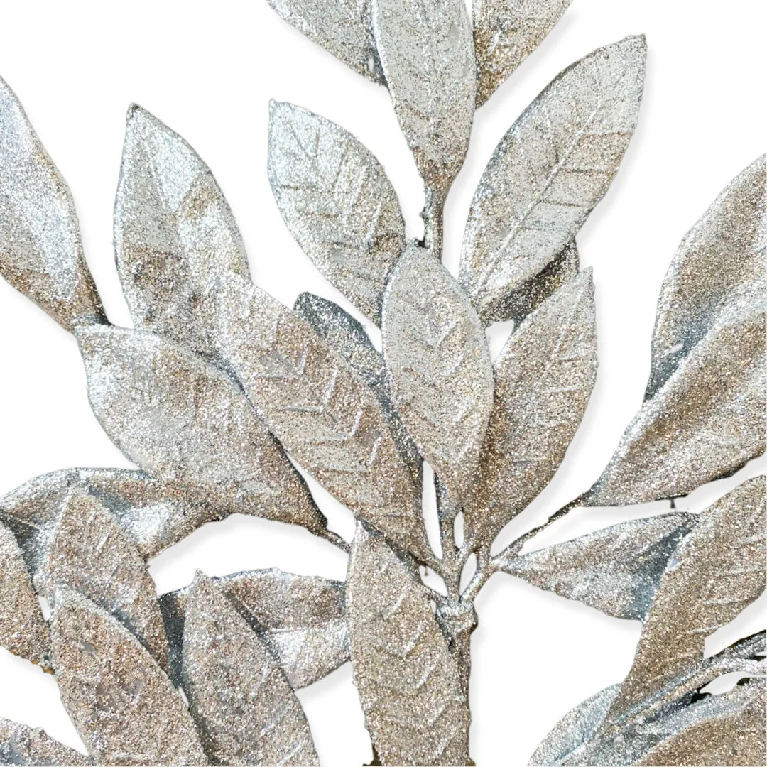 Silver Bay Leaf Glitter Spray