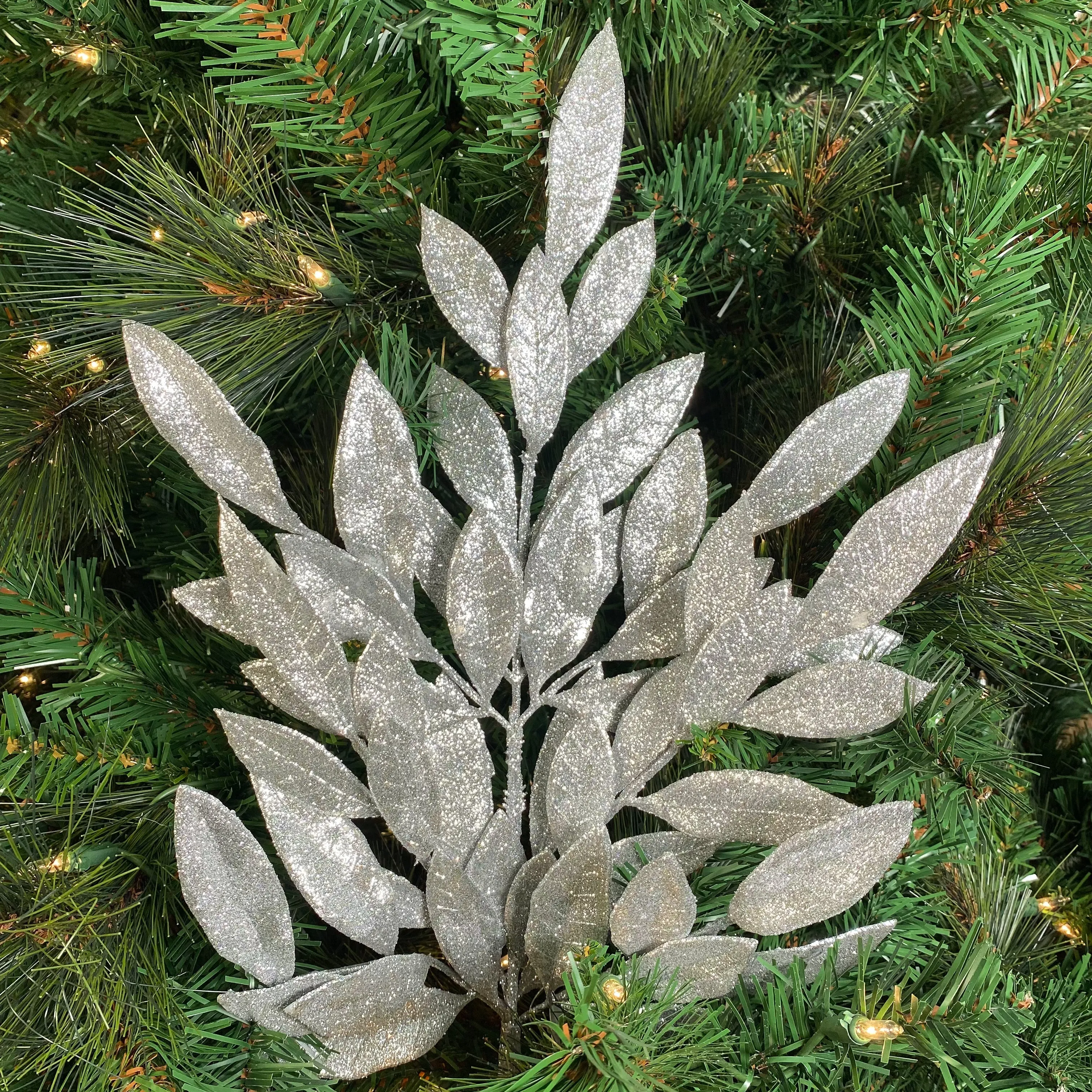 Silver Bay Leaf Glitter Spray