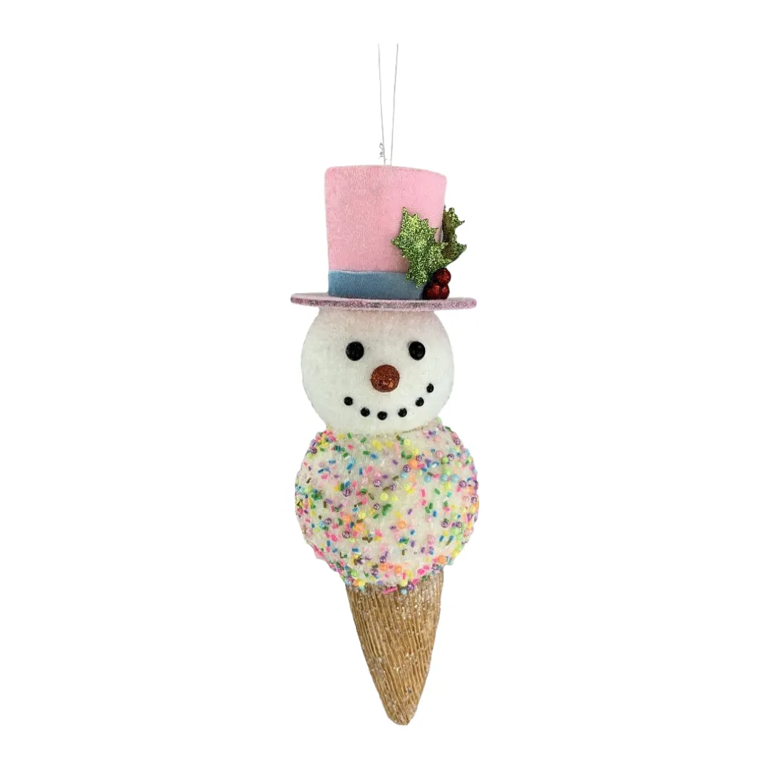 Snowman Ice Cream Cone Ornament