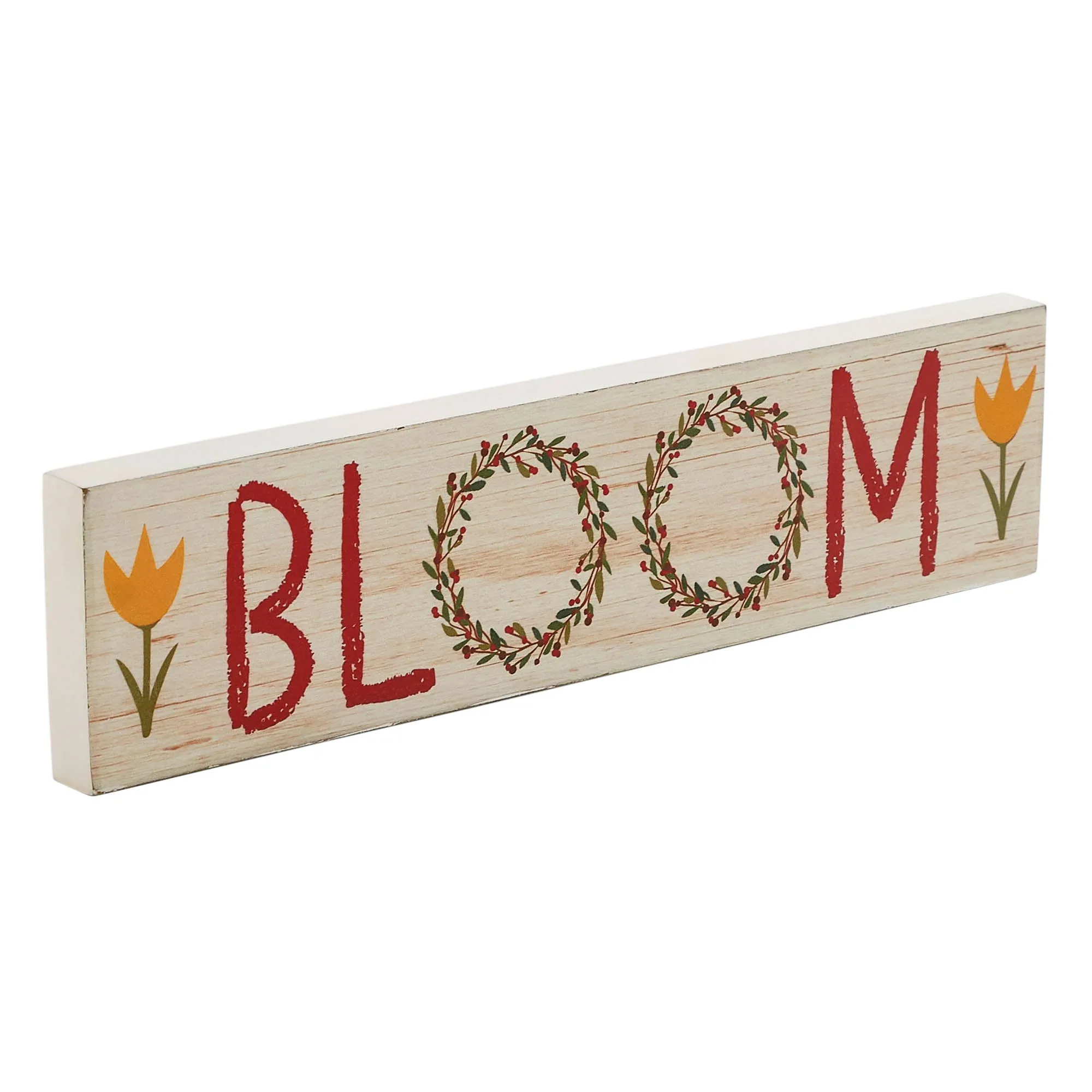 Spring In Bloom Tulips & BLOOM MDF Wall Sign 3x12x0.75