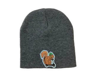 Squirrel on a Bird Beanie - Dark Grey