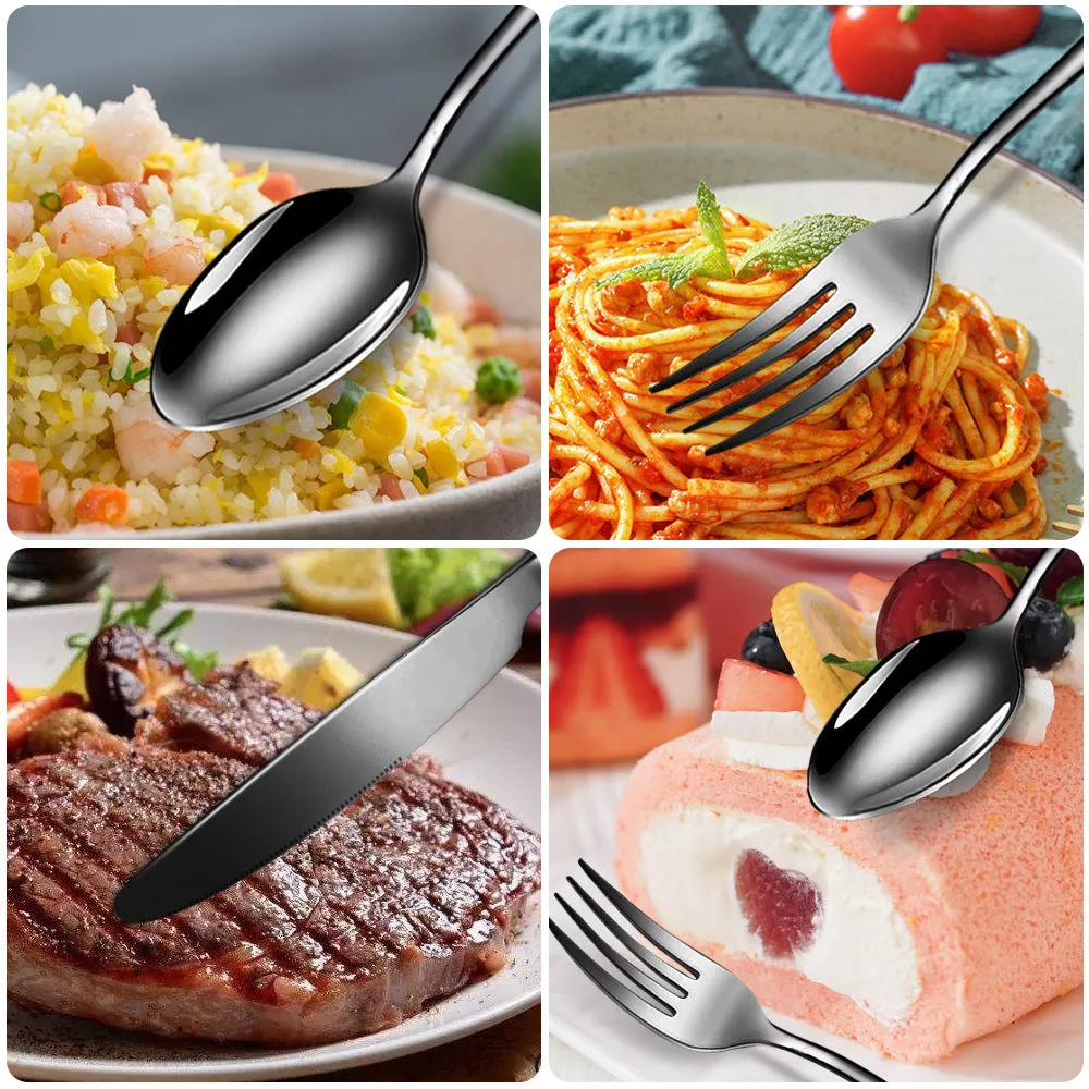 Stainless Steel Tableware 6 Components Steak Knife and Fork Spoon 8 People 48 Pieces Set Gift Set