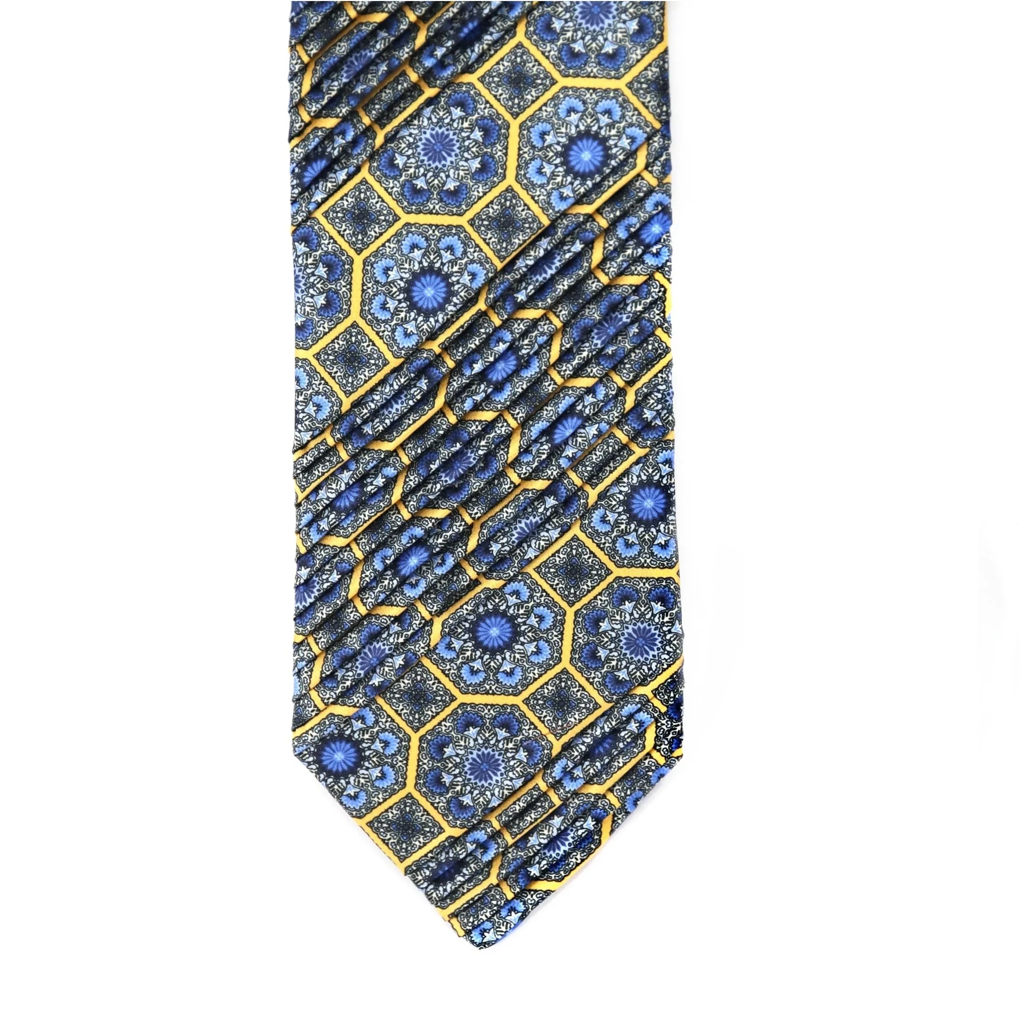 Stefano Cau Plissettate Yellow geometric and Blue Floral