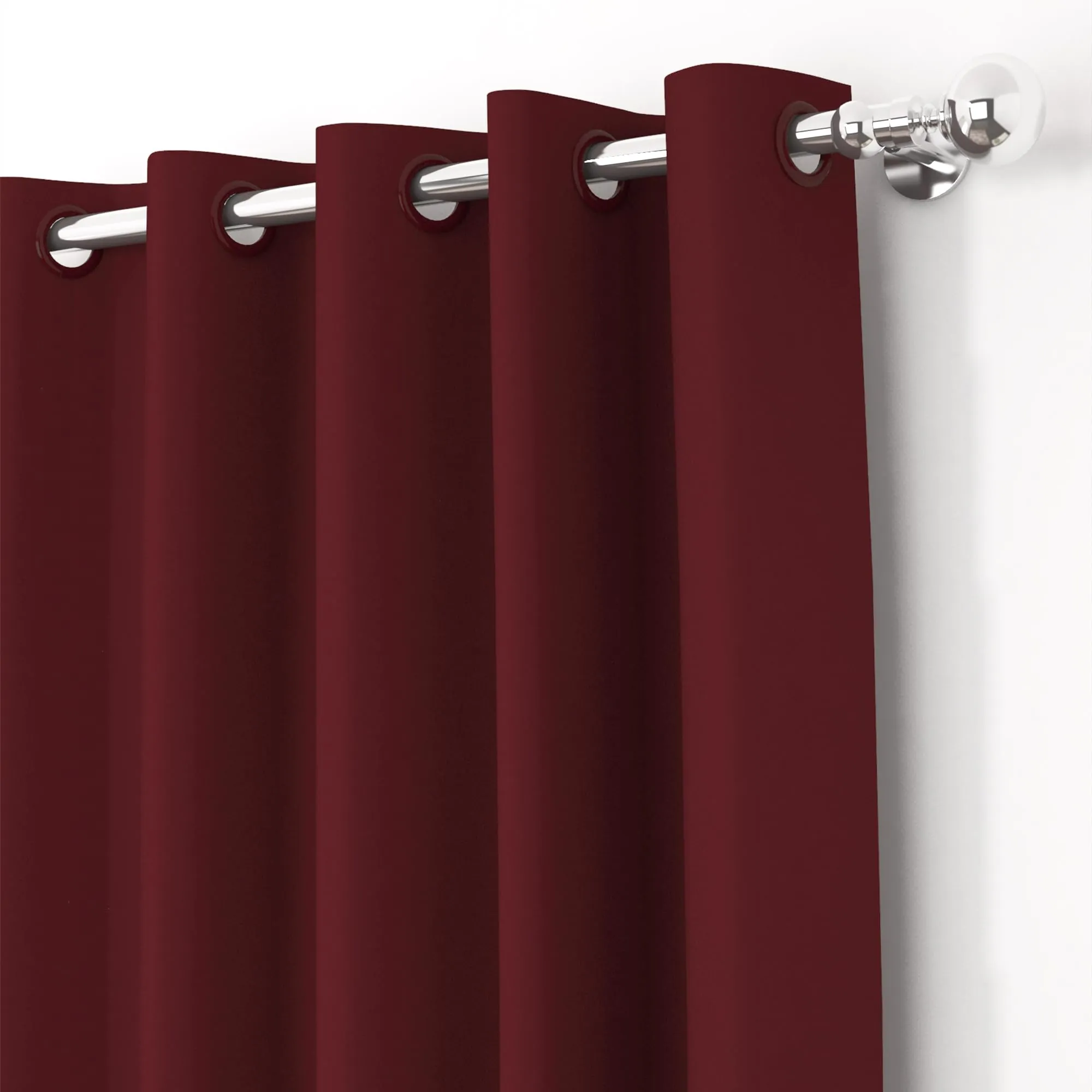 Story@Home Blackout Door Curtains 7 Feet Long Set of 2, Faux Silk, Thermal Insulated, Plain Design Blackout Curtains for Living Room, 116 X 215 cm, Maroon, 100% Opacity, Perfect for Festive Gifting