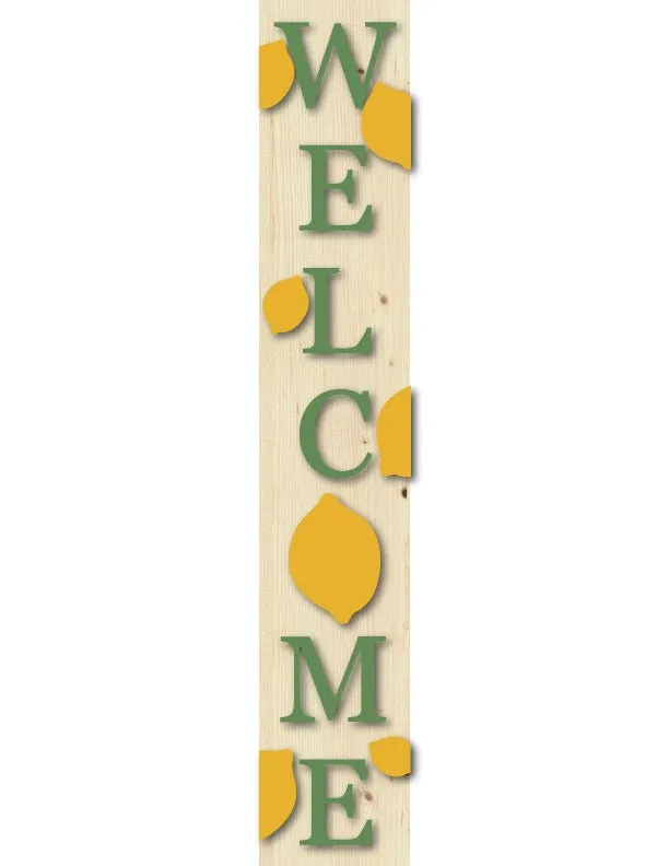 Summer Lemon Porch Leaner Welcome Sign